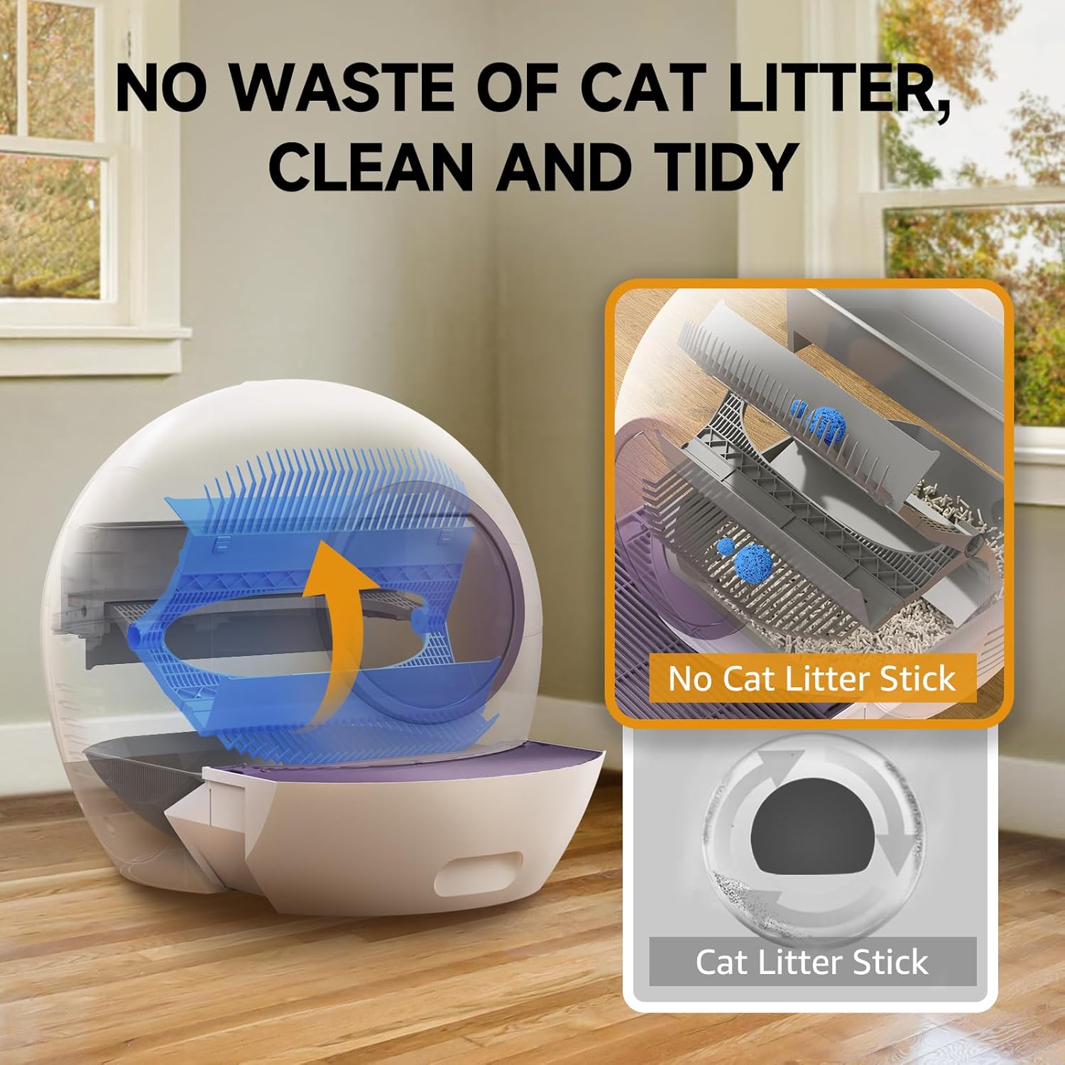 Self Cleaning Litter Box for Cats, Nafcefi Automatic Cat Litter Box Self Cleaning Extra Large, Robot Litter Box Self Cleaning App Control/Odor Removal/Safety Protection Litter Box