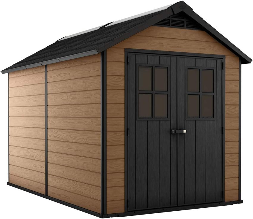 Keter Newton 7.5x11 Large Resin Outdoor Storage Shed Kit &nd