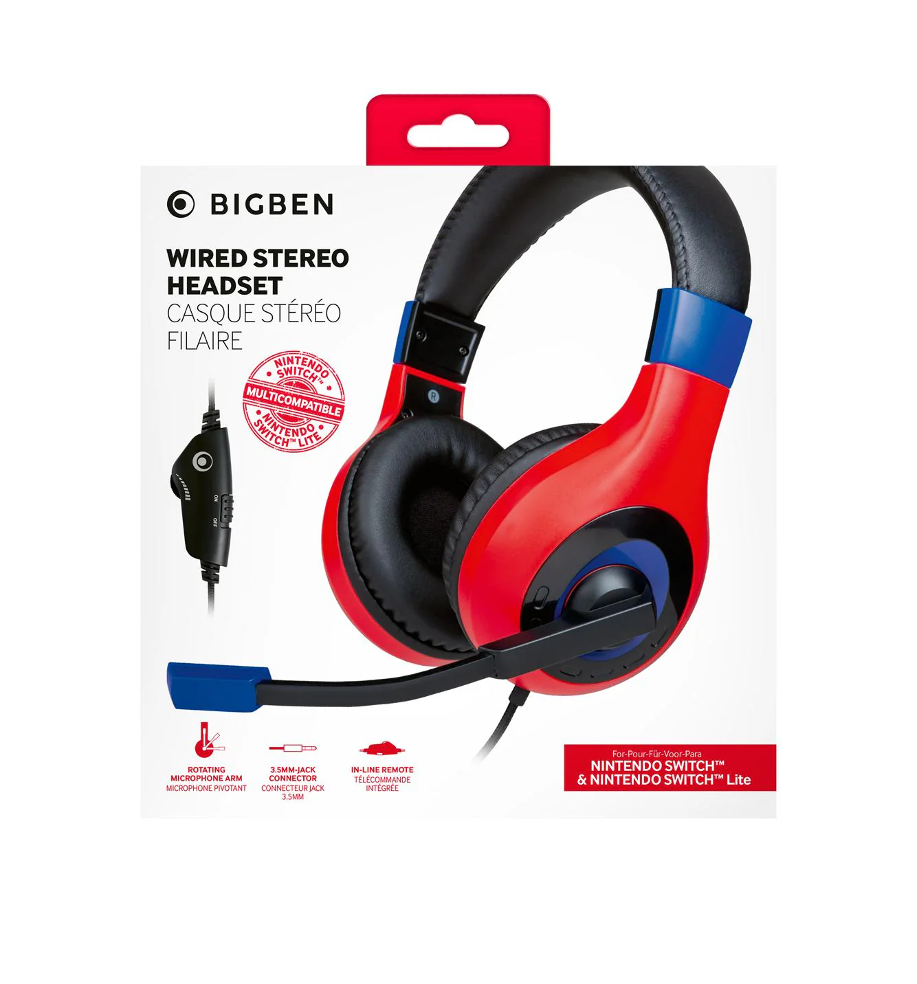 Nacon Stereo Gaming Headset V1 Dark Rød/Mørkeblå Switch