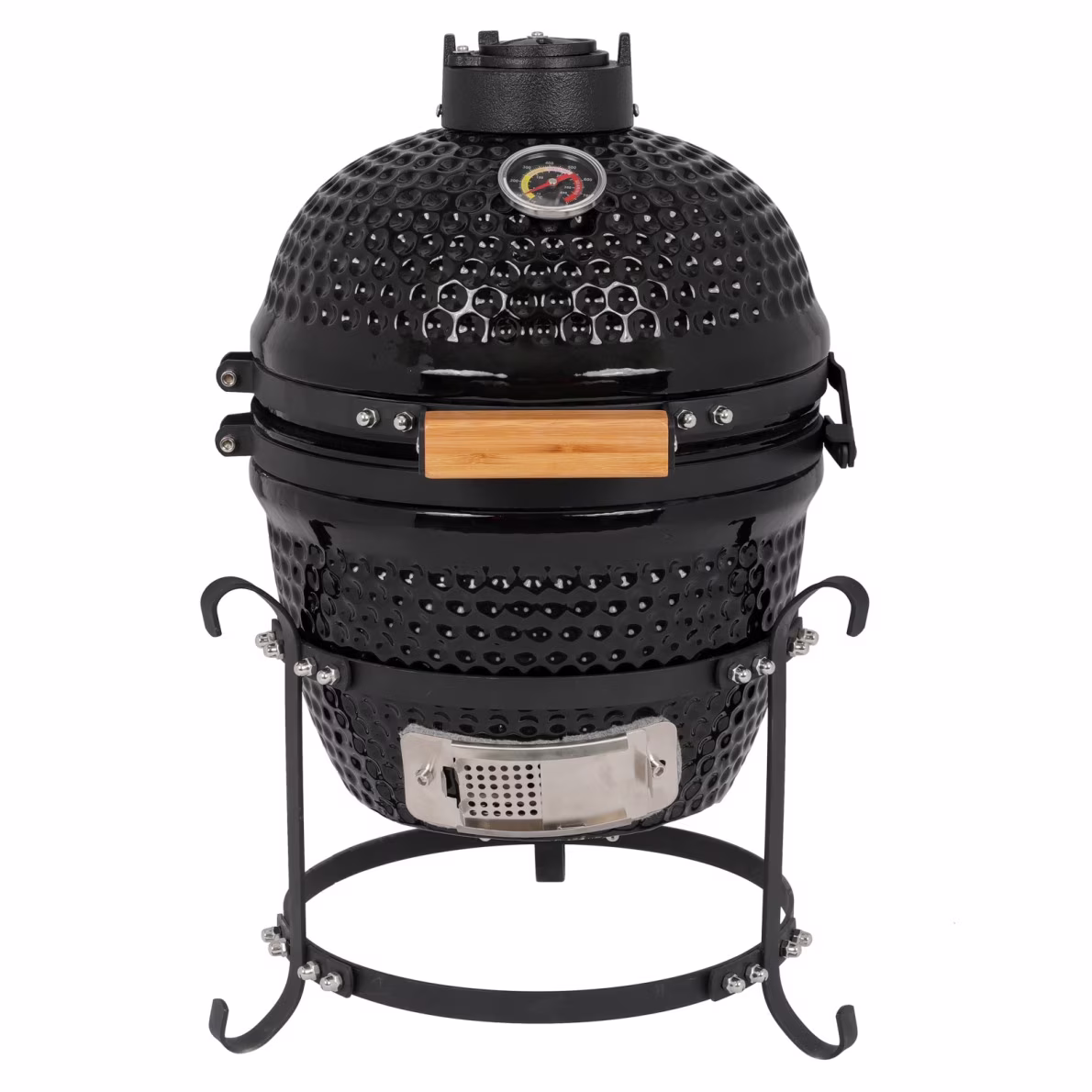 13in Ceramic Charcoal Kamado Grill with Heavy Duty Heat-Resistant Walls, 50-800��F Temp Control, for Backyard Grilling, Smoking, Baking, Orange