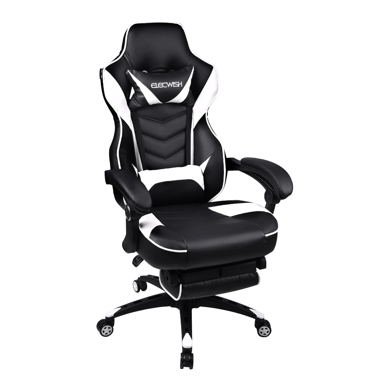 Elecwish Adjustable & Ergonomic Swivel Gaming Chair, White