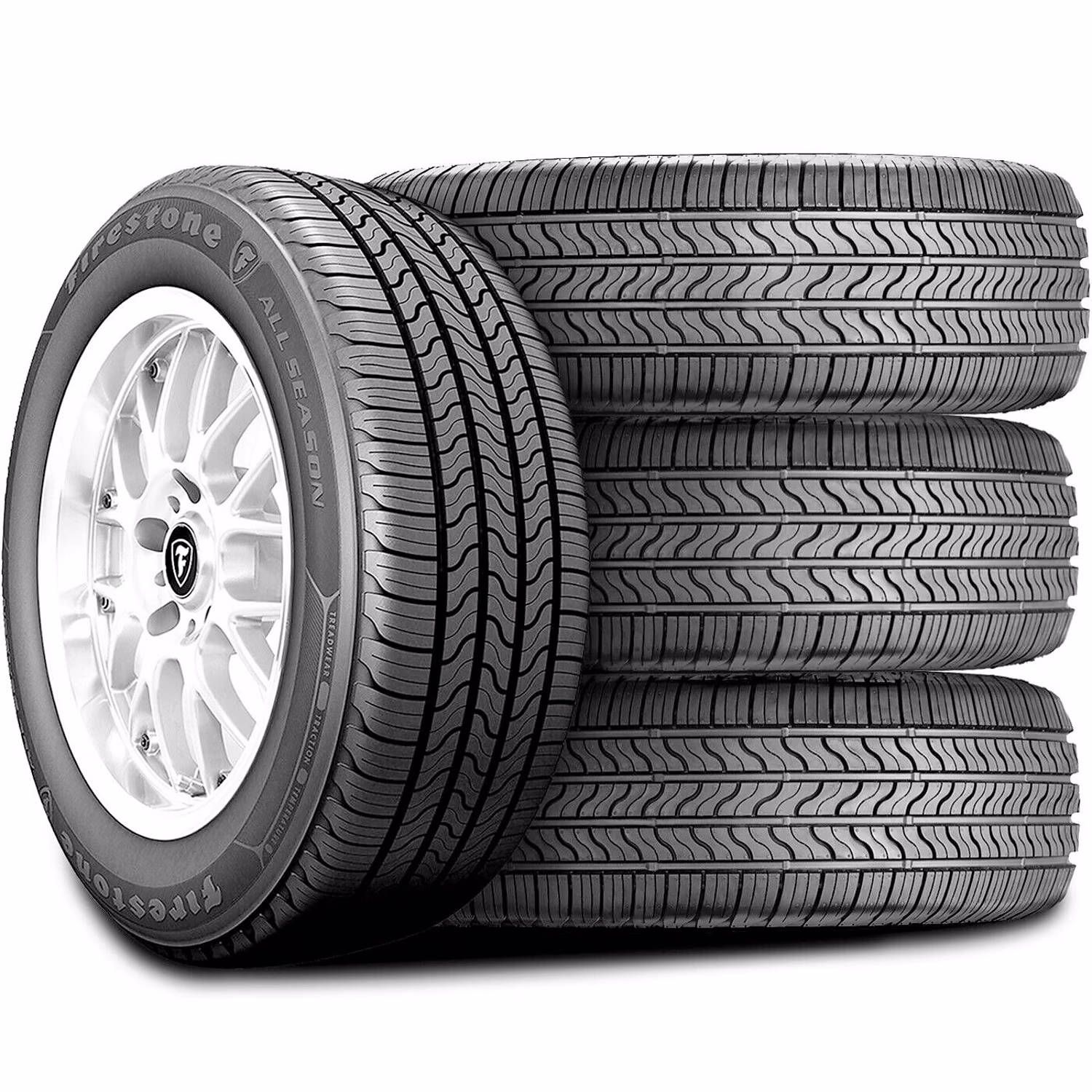 Set of 4 (FOUR) Firestone All Season 215/60R16 95T AS All Season A/S Tires Fits: 2011-15 Chevrolet Cruze LT, 2012 Nissan Altima SL