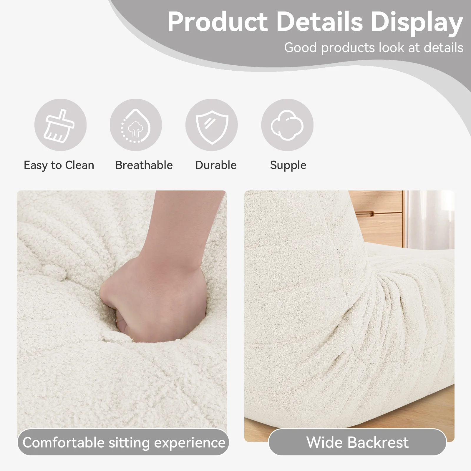 VFD Bean Bag Chairs for Adults, Beanbag Chair with Ottoman Lounge Sofa Memory Foam Comfy Reading Chair for Bedroom & Living Room, Lazy Floor Sofa Couch