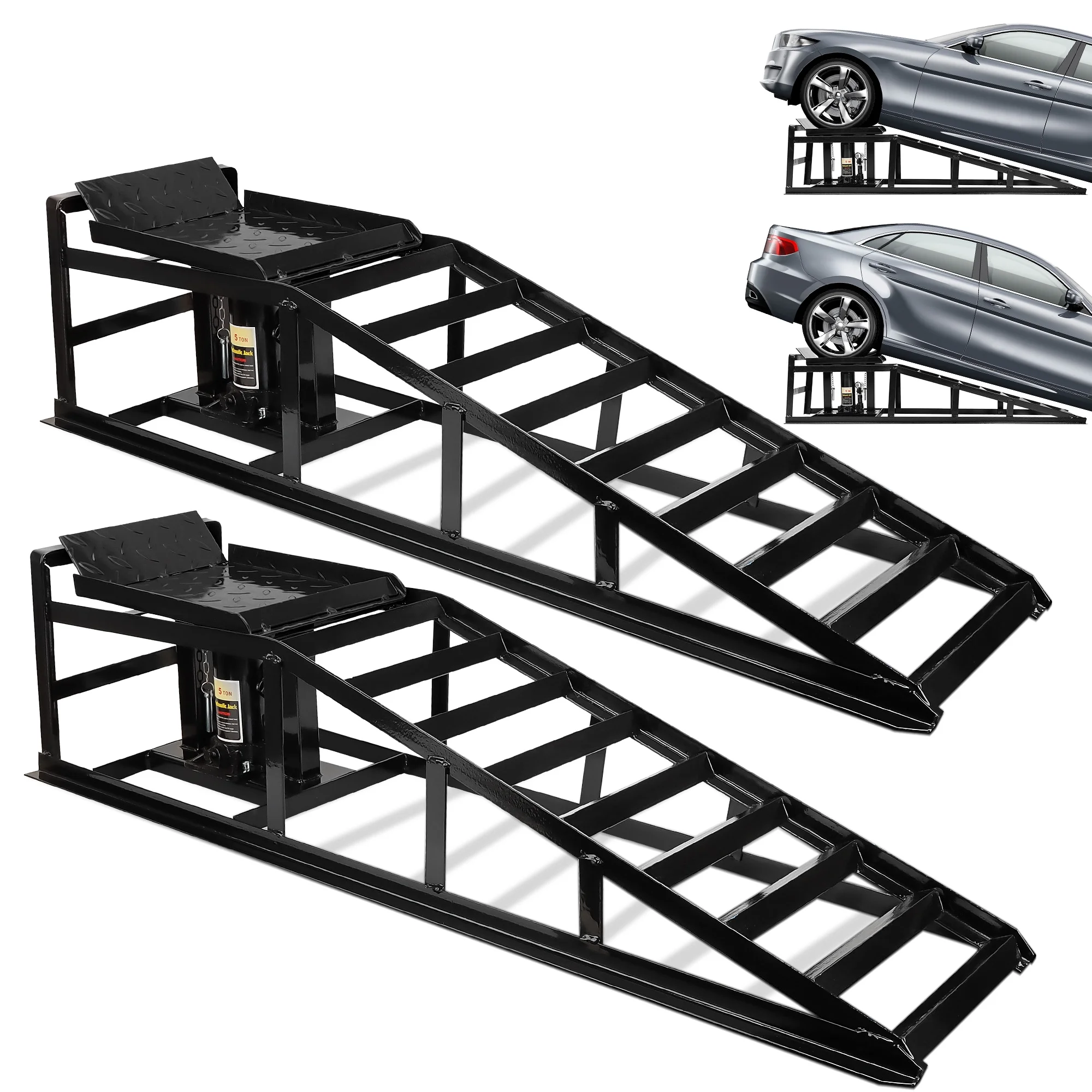 Lafati 2-Pack Hydraulic Car Ramps: Heavy-Duty Vehicle Ramps with 5T / 10000lbs Jack Load Capacity, Portable Design for Effortless Oil Changes and Car Lifts