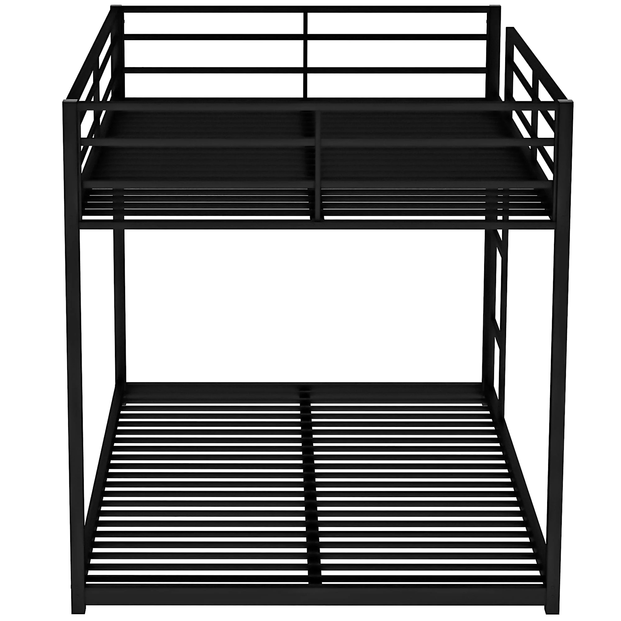 Euroco Full Metal Low Bunk Bed with Ladder, Black