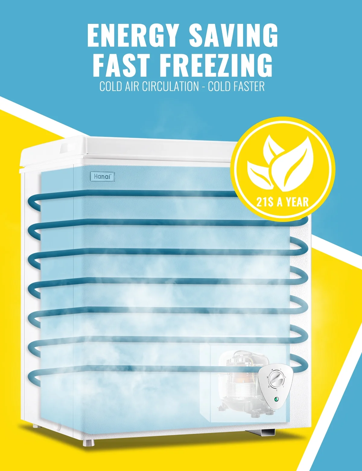 WANAI 3.5 Cu.ft Chest Freezer Small Deep Freeze with 7 Gears Temp Control Office Dorm Kitchen White