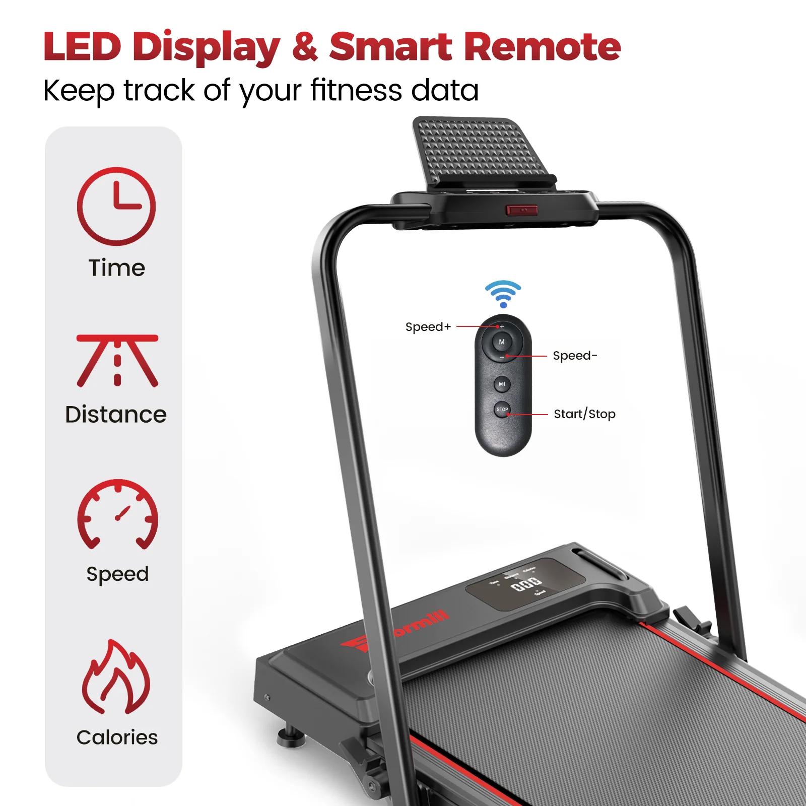 Treadmill 2 in 1 for Home/Office,Patbrela 300 Lbs Walking Pad Treadmill with HandleBar,Under Desk Treadmill with Mat, Touch Control,LED Display & Remote Control