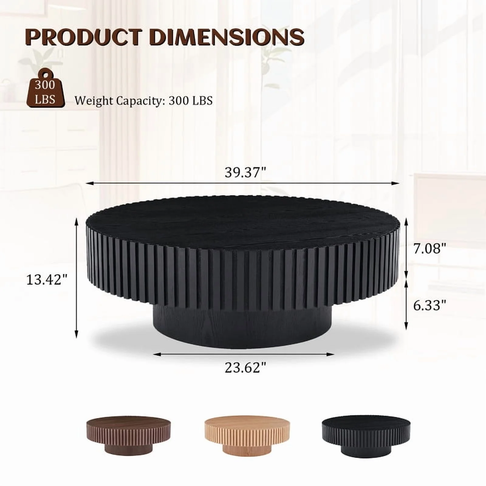 FFH 43.7 inch Oval Coffee Table for Living Room,Handcraft Rustic Corner Coffee Table Nature Wood Relief Sturdy Pedestal for Apartmen,Side Table Centre Table,Nature Wood