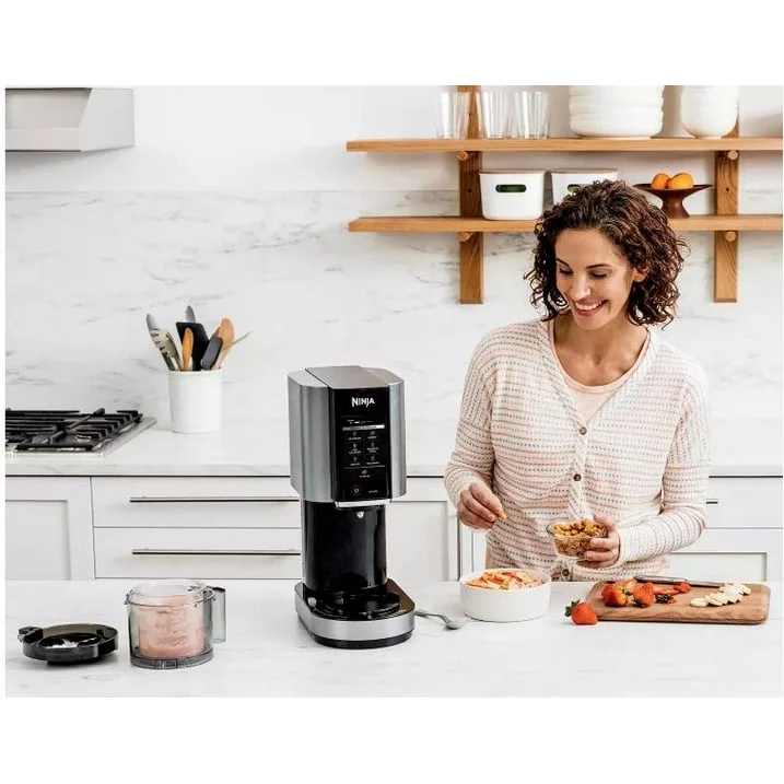 Restored Ninja NC301 WH CREAMi, Ice Cream, Gelato, Milkshake, Sorbet, and Smoothie Bowl Maker, 7 One-Touch Programs, Silver (Refurbished)