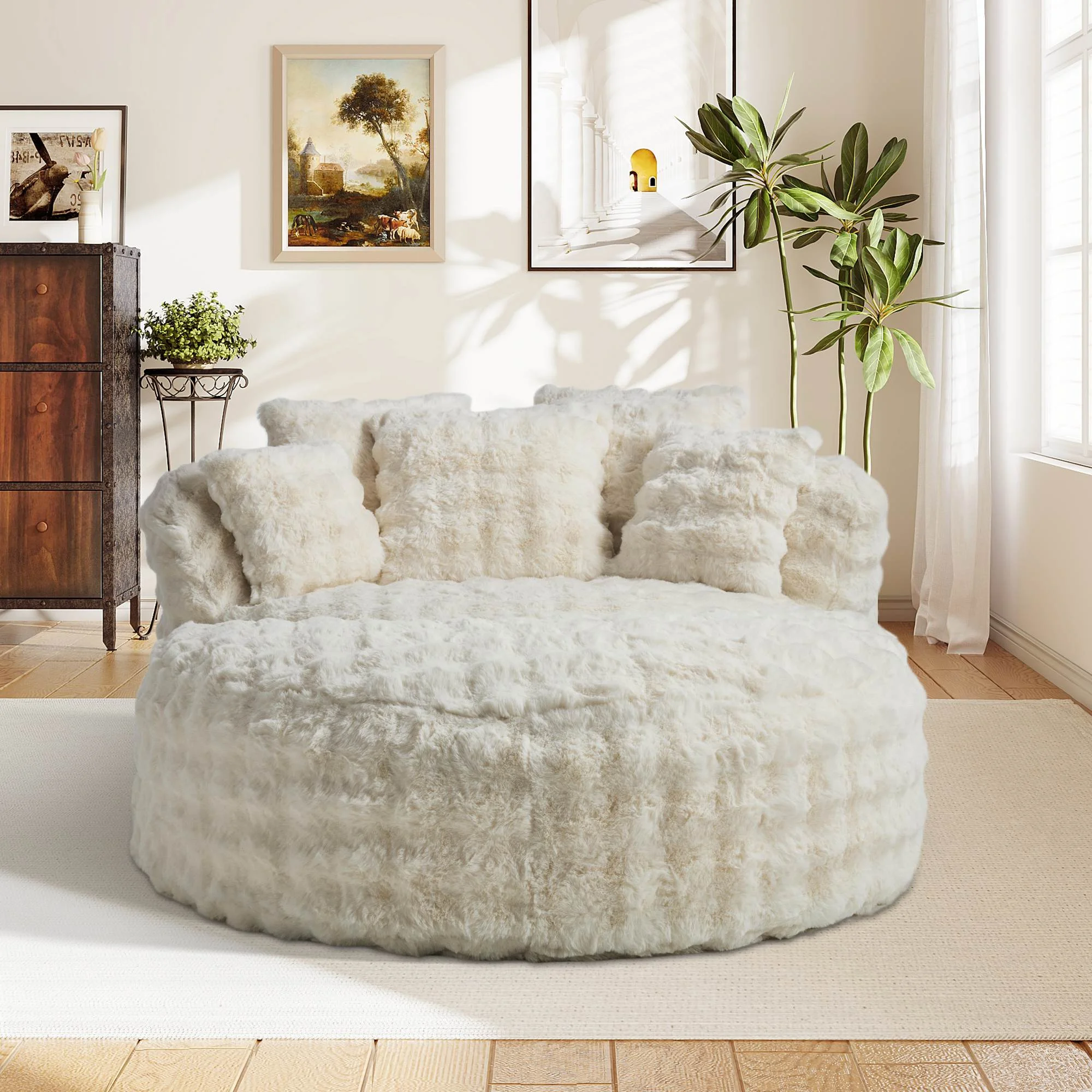 Wiilayok 58'' Oversized Chaise Lounge Chair Indoor,Thickened Backrest Sleeper Sofa Couch with Soft Pillows for Living Room, Gray