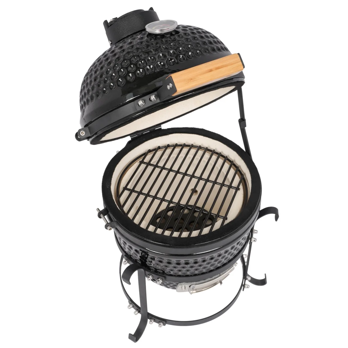 13in Ceramic Charcoal Kamado Grill with Heavy Duty Heat-Resistant Walls, 50-800��F Temp Control, for Backyard Grilling, Smoking, Baking, Orange