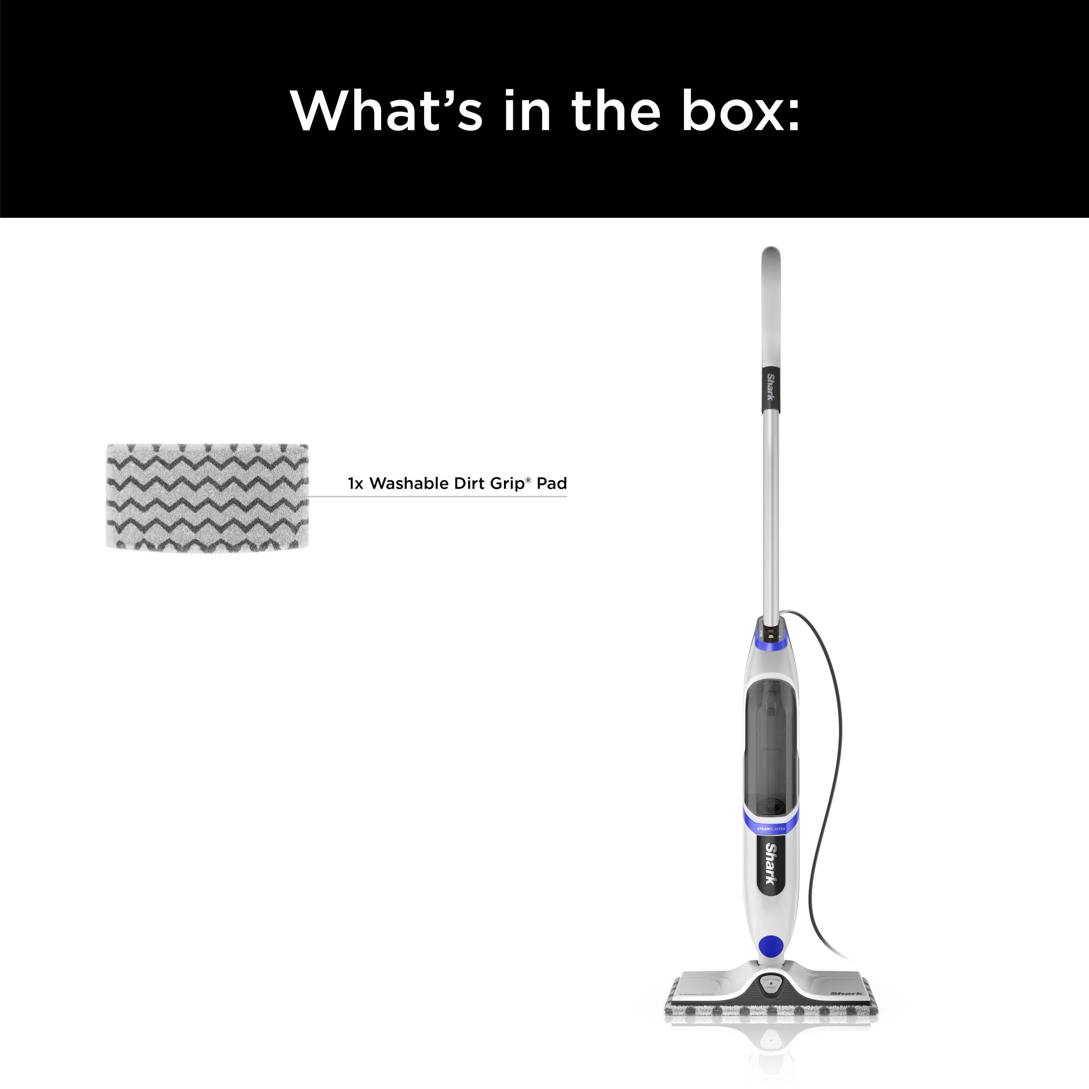 Shark SteamSpot Steam Mop with Steam Blaster for Sealed Hard Floors, XL Removable Tank, Washable Dirt Grip? Pad, 2  Modes,S2000