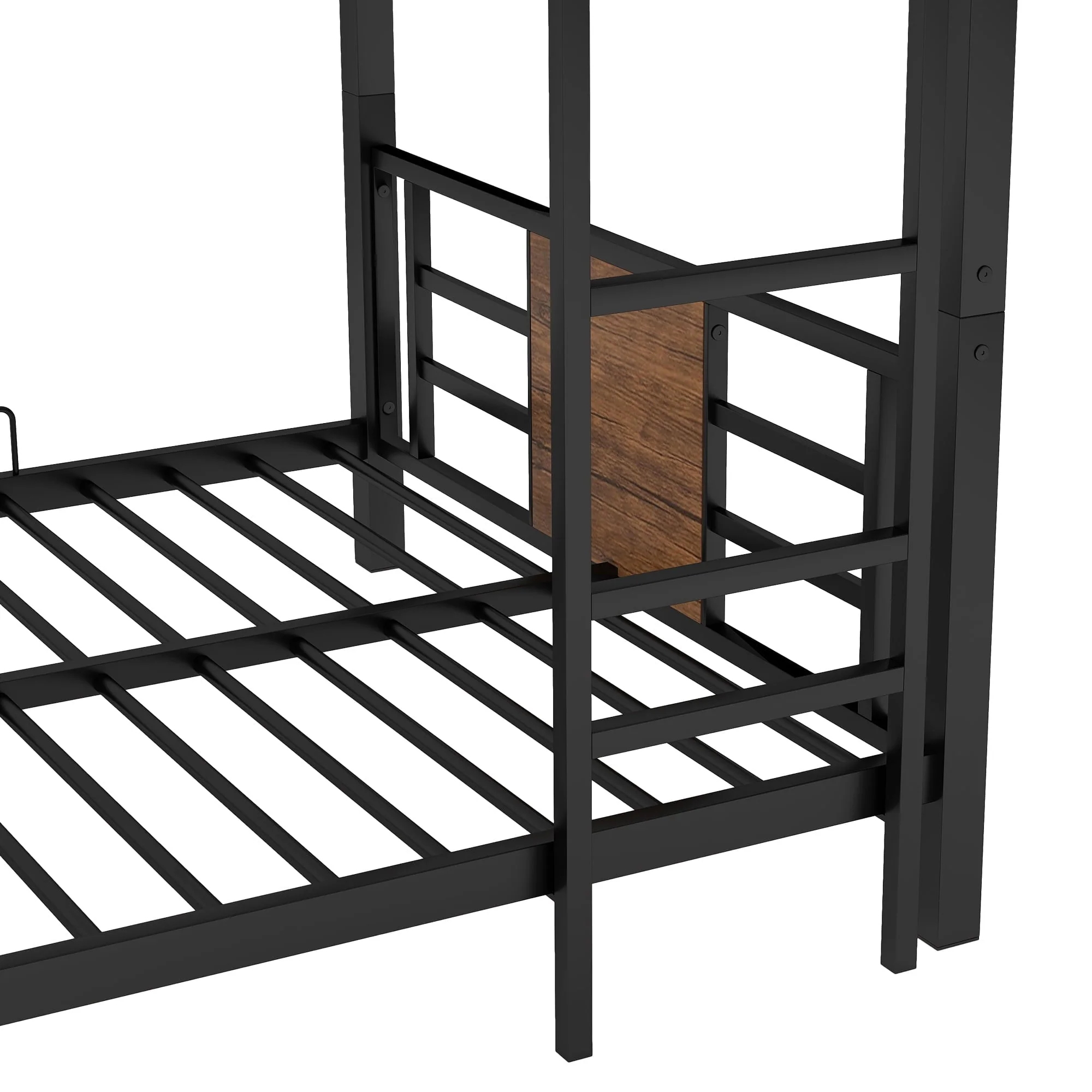 Euroco Metal Twin over Twin over Twin Bedroom Bunk Bed, Triple 3-in-1 Bed, Brown