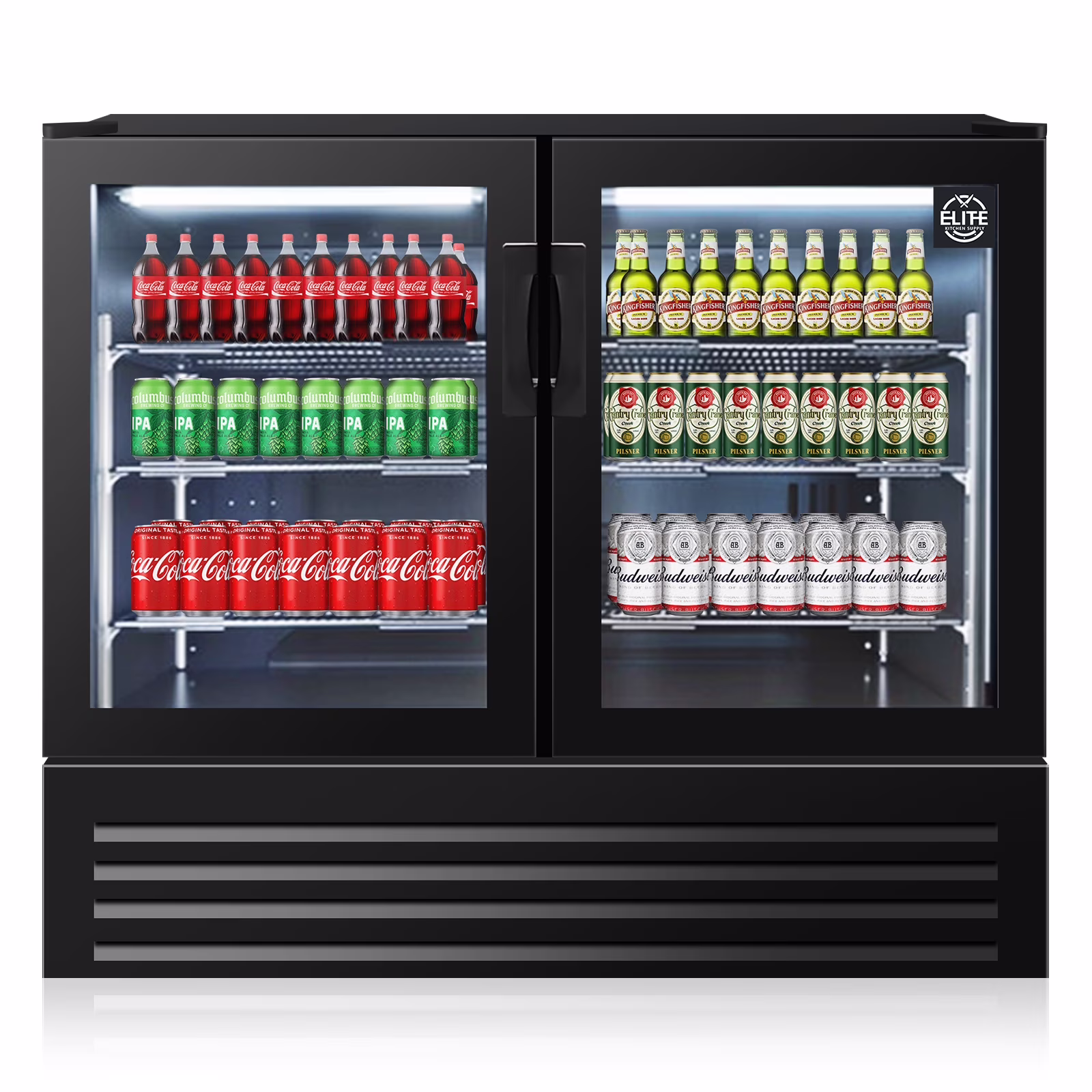 NSF 46 in. 2-Door Beverage Refrigerator, 12 Cu.Ft. Commercial Refrigerator, Back Bar Cooler