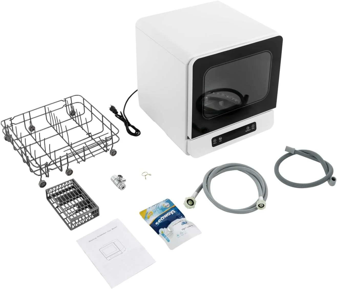 3-in-1 Countertop Dishwasher with 5 Washing Modes, Portable Mini Compact Dishwashers with Digital Control Panel, 590W, 16.14 * 16.54 * 17.09 in, ABS