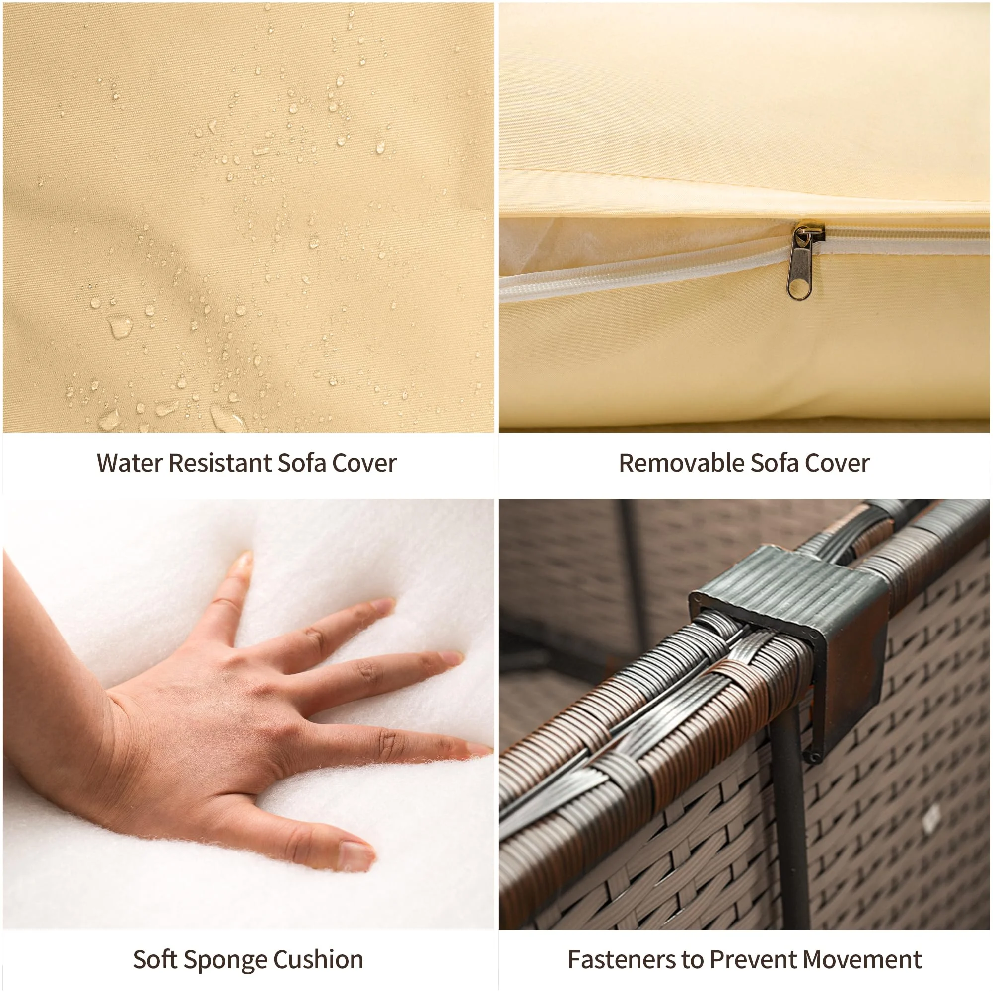 Patio Furniture Set, Lofka 7 Piece Outdoor Sectional Furniture Chair Set with Cushions and Coffee Table, Gray