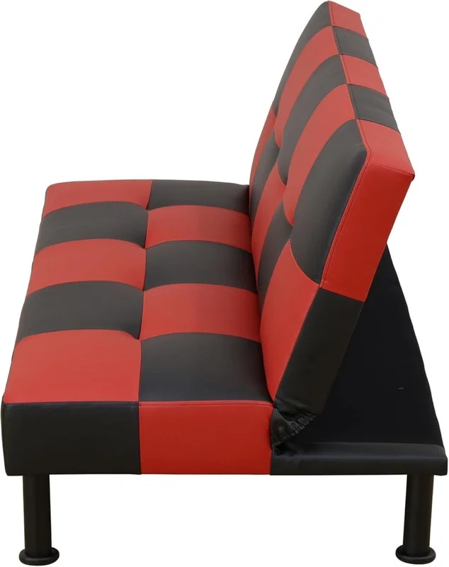 Couches for Living Room Upholstered Convertible Folding Futon Sofa Bed Modern Small Faux Leather Sleeper Sofa Love Seat for Bedroom, Apartment, Black