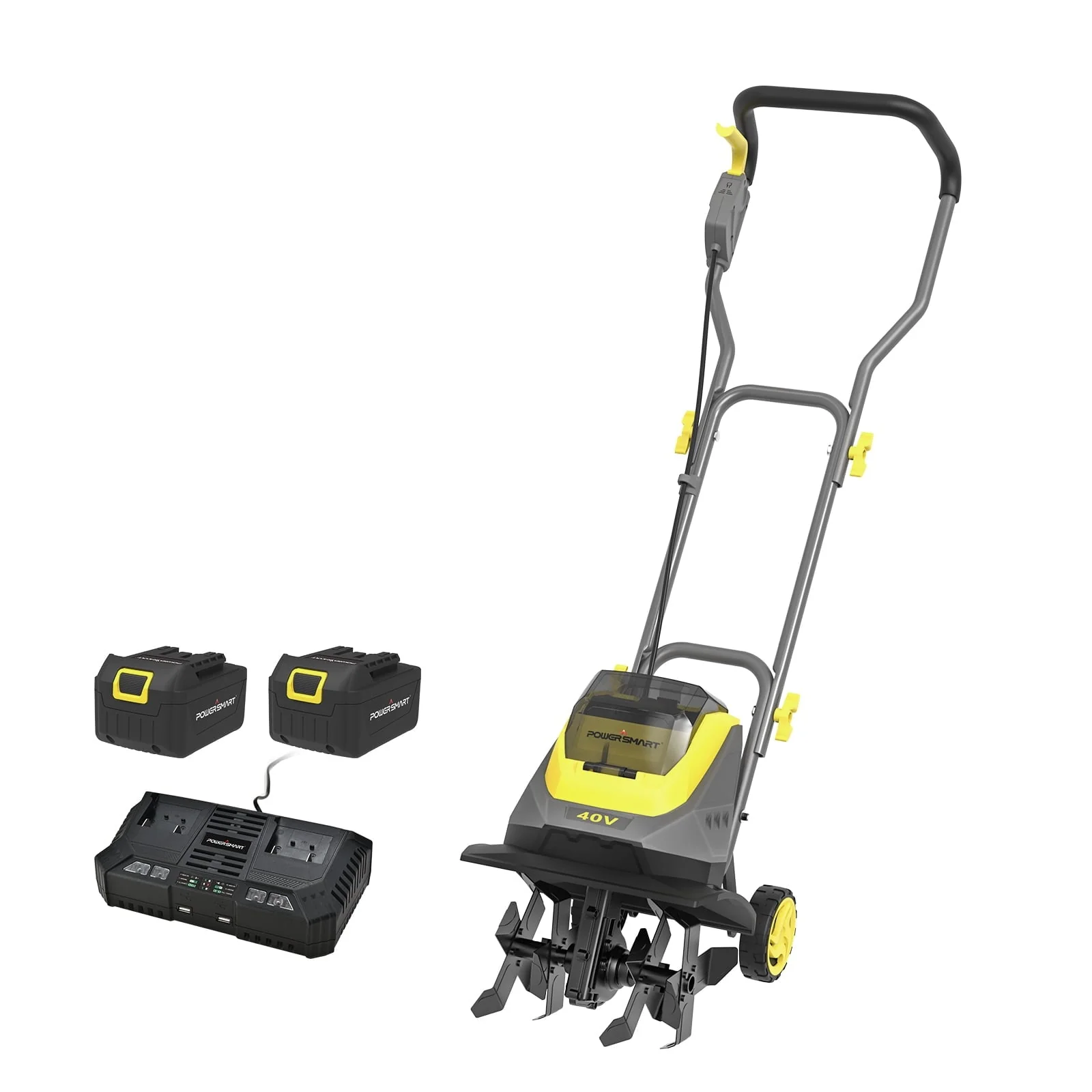 PowerSmart 40V 12-inch Cordless Garden Tiller/Cultivator , 23.4 x 14 x 12.8 inches