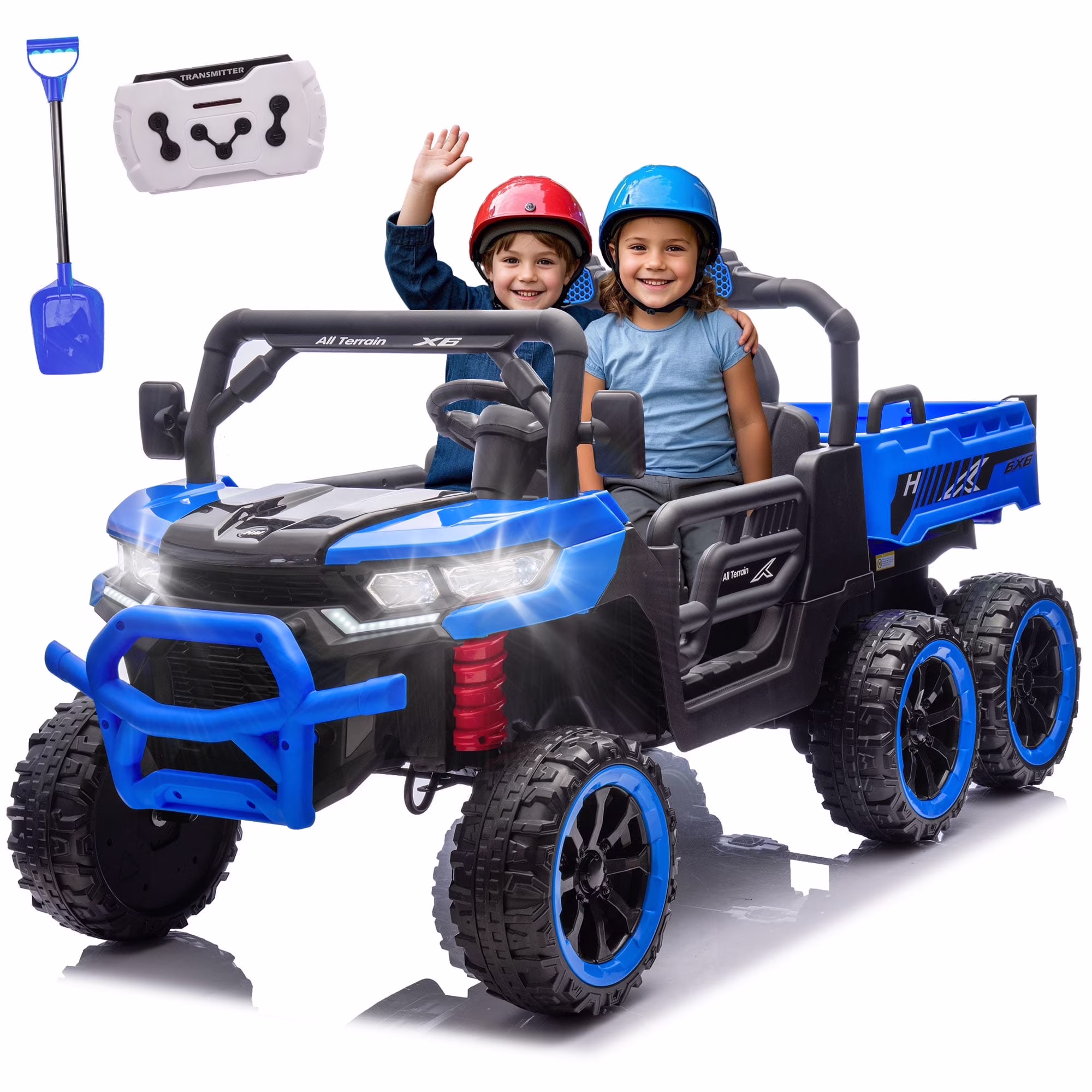 Xuanlur 24V 2 Seater Kids Ride on Car Truck, Ride on UTV W/ 2x200W Motor, 24 Volt Ride on Toys W/ Dump Bed/Shovel, Electric Car for Kids W/ Durable Tires, LED Light, Music, Remote Control, Black