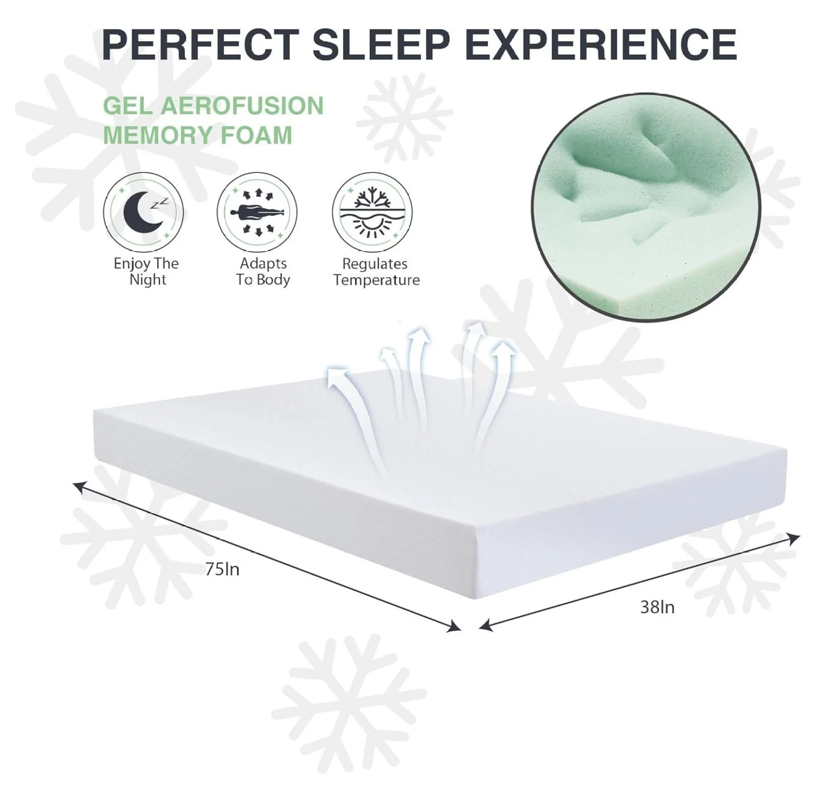 Green Tea Memory Foam Mattress 6 Inch Twin Size - Certified Fiberglass Free Kids Bunk Bed Mattress in a Box, 38x75