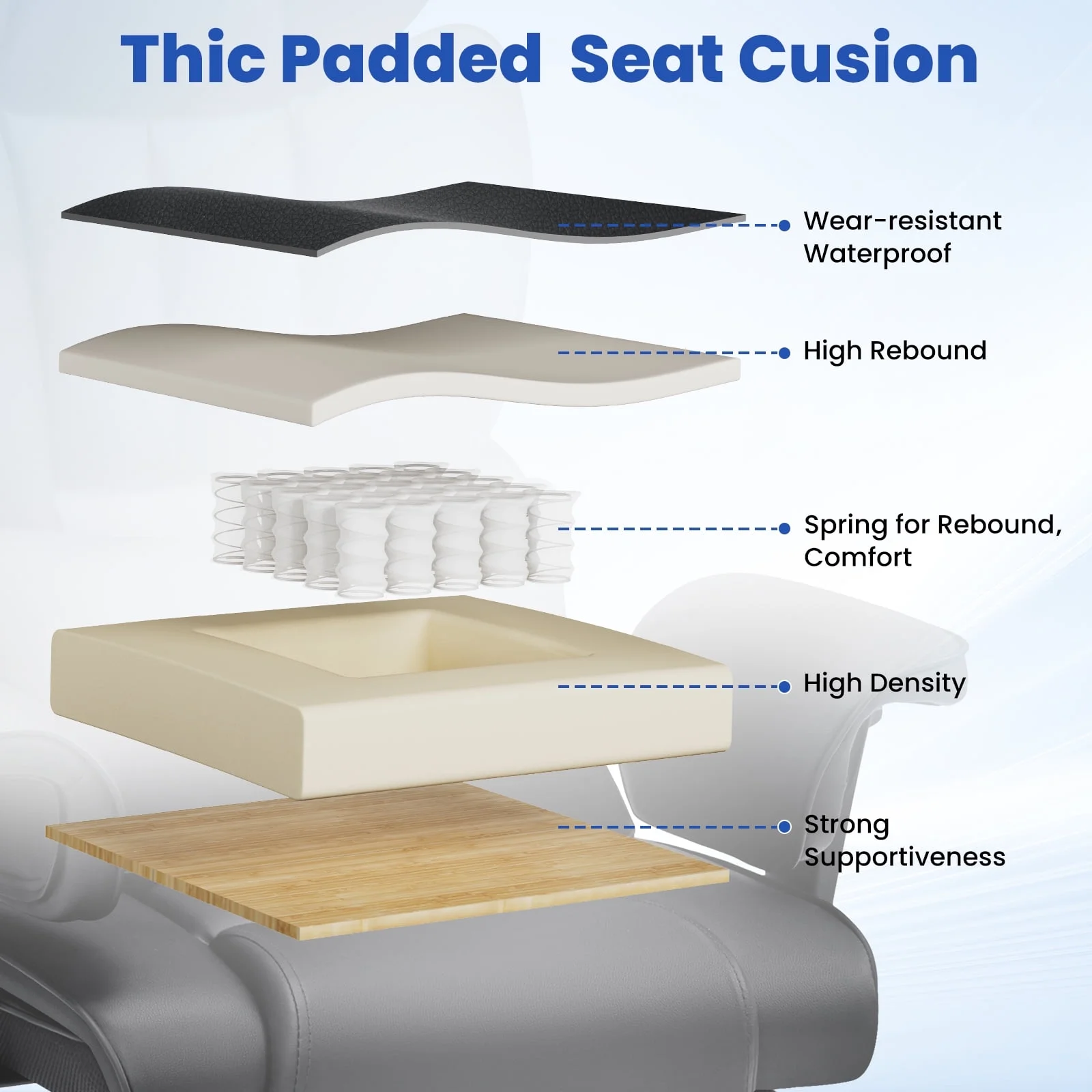 Hoffree Big and Tall Fabric Office Chair 450lbs, Executive Desk Chair with Massage Ergonomic  Computer Chair with Footrest Reclining Desk Office Chair with Lumbar Support for Home Office