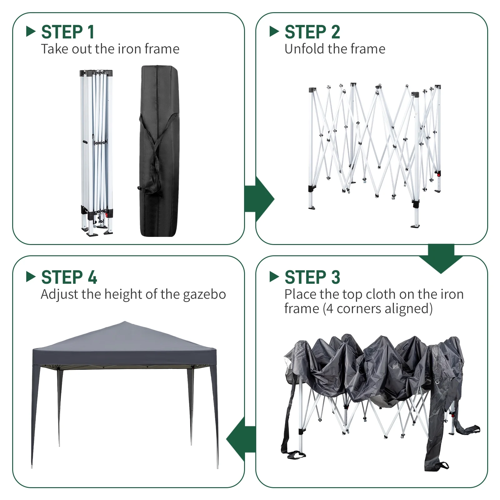 Ktaxon 10'x10' Pop Up Gazebo Canopy Wedding Party Tent with 4 Sidewalls Gray