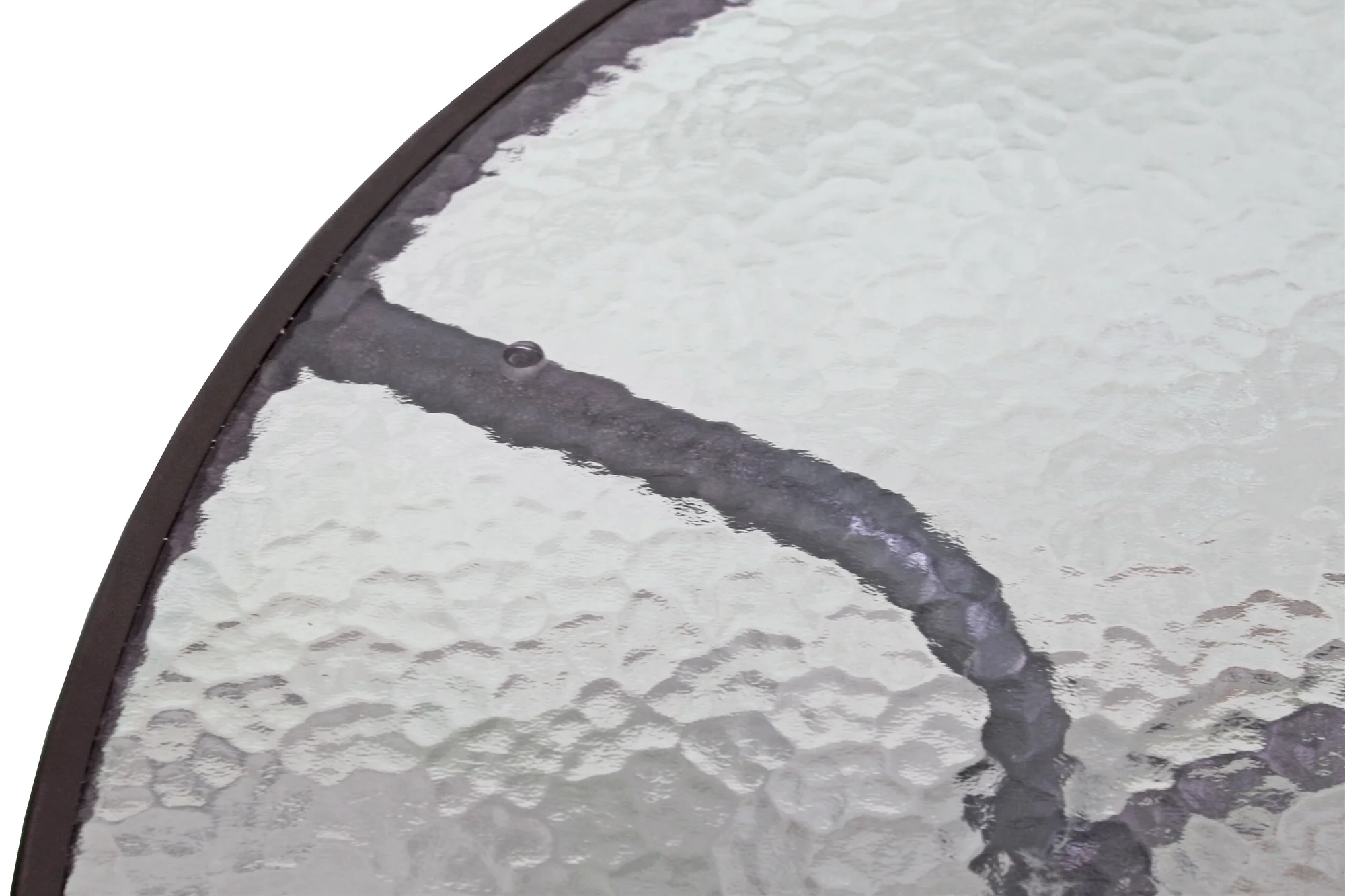 Garden Elements Outdoor Round Patio Dining Table, Steel Base and Rim with Waterwave Glass Top, Brown, 40