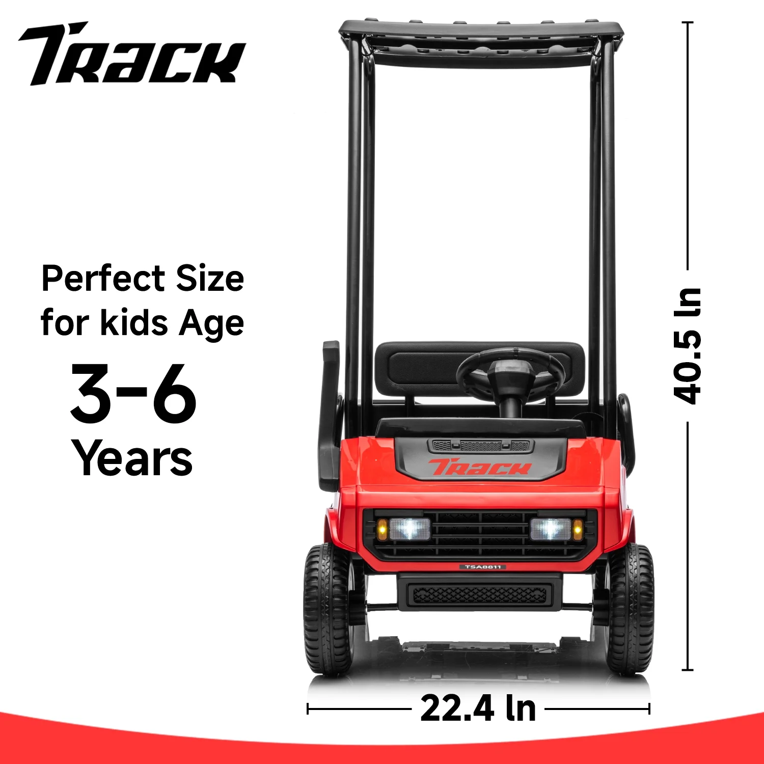 Track Seven 24V Ride on Car, Electric Golf Cart with Ceiling, Ride on Truck with Remote Control, Music, Rear Storage Box, Electric Car for Boys Girls Age 3+, 18.5