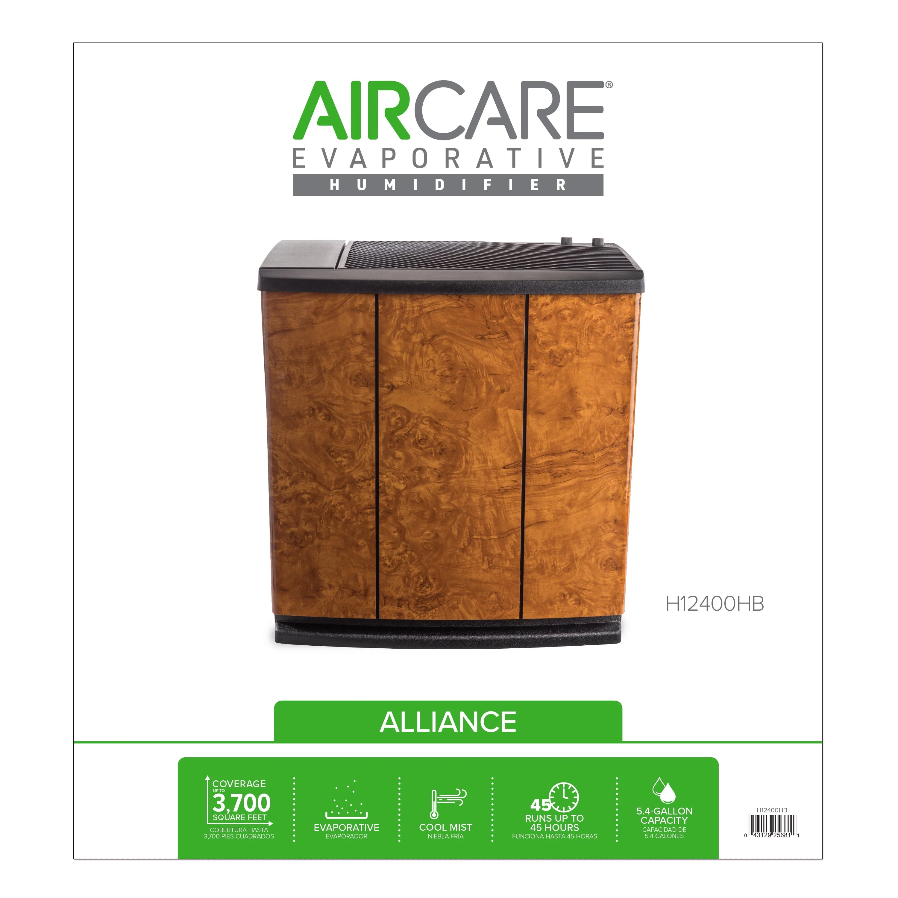 AIRCARE H12-400HB 3-Speed Whole-House Console-Style Evaporative Humidifier, Oak Burl