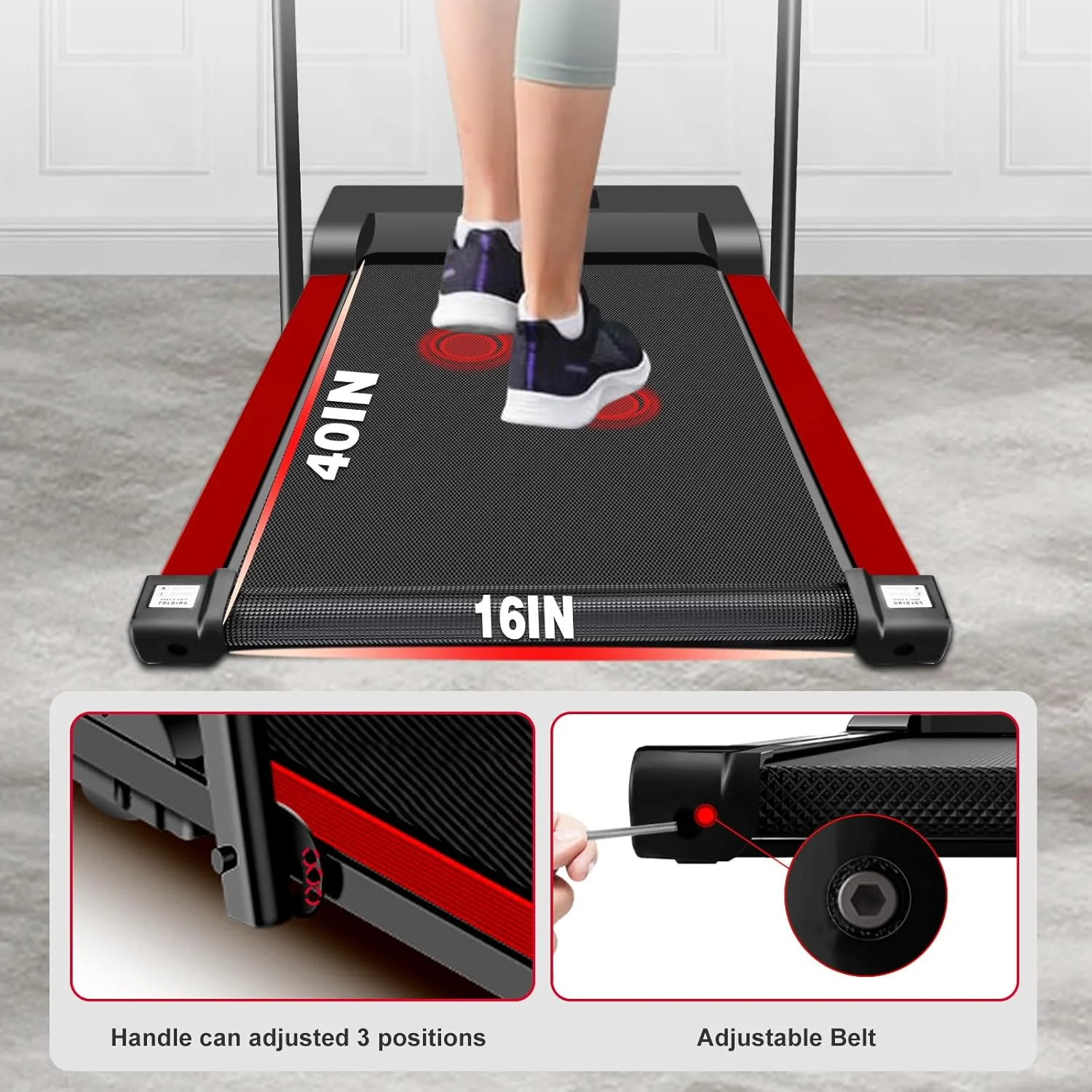 2 in 1 Walking Pad Treadmill, Foldable Treadmills with Handle Bar, 2.5HP Portable Folding Treadmill with Remote Control, Under Desk Treadmill for Home Office, 300lbs, Black