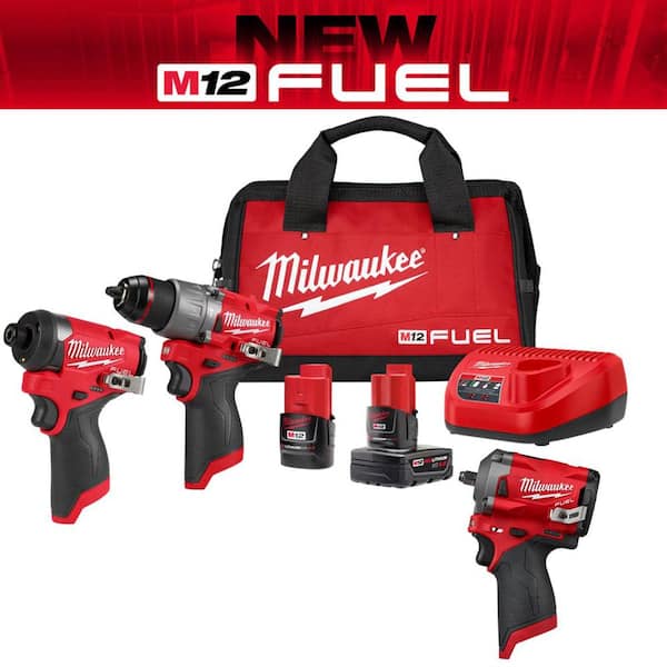 M12 FUEL 12-Volt Lithium-Ion Brushless Cordless Hammer Drill and Impact Driver Combo Kit (2-Tool) with Impact Wrench