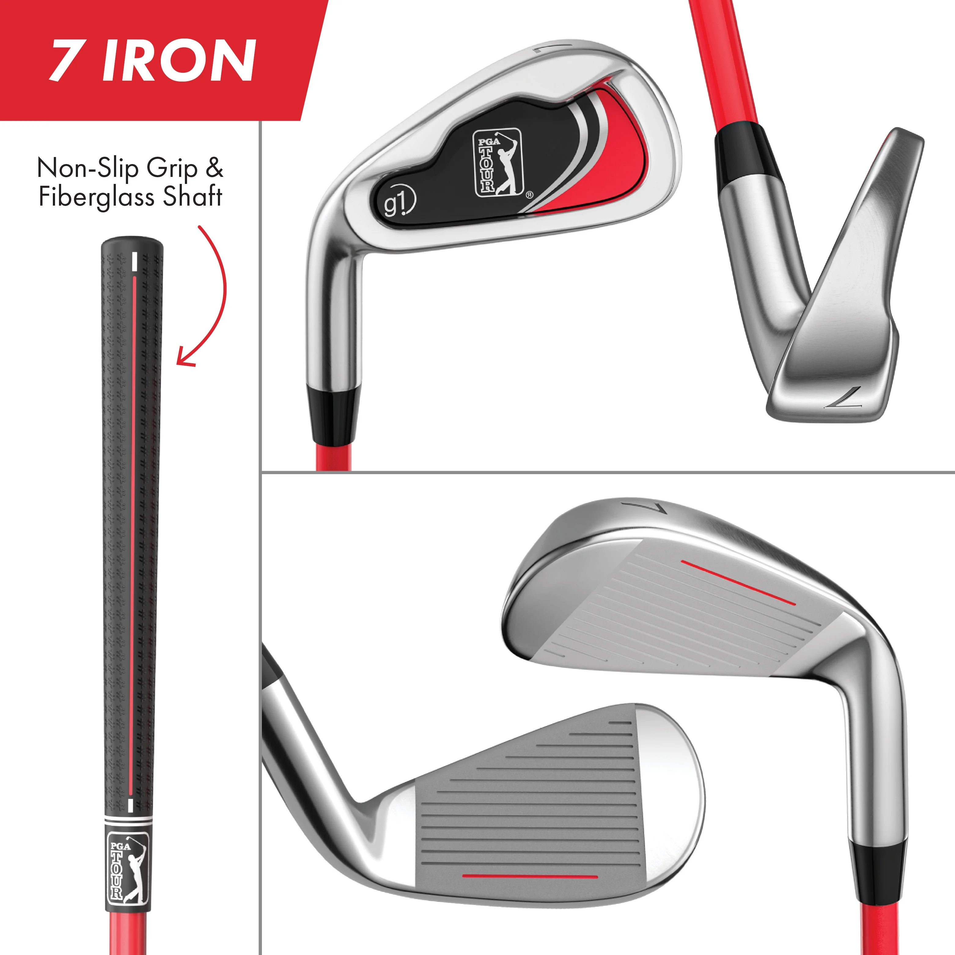 PGA Tour Right-Handed 10 Piece Kids Golf Club Stand Bag Set; Player Height 4'8 - 5'2