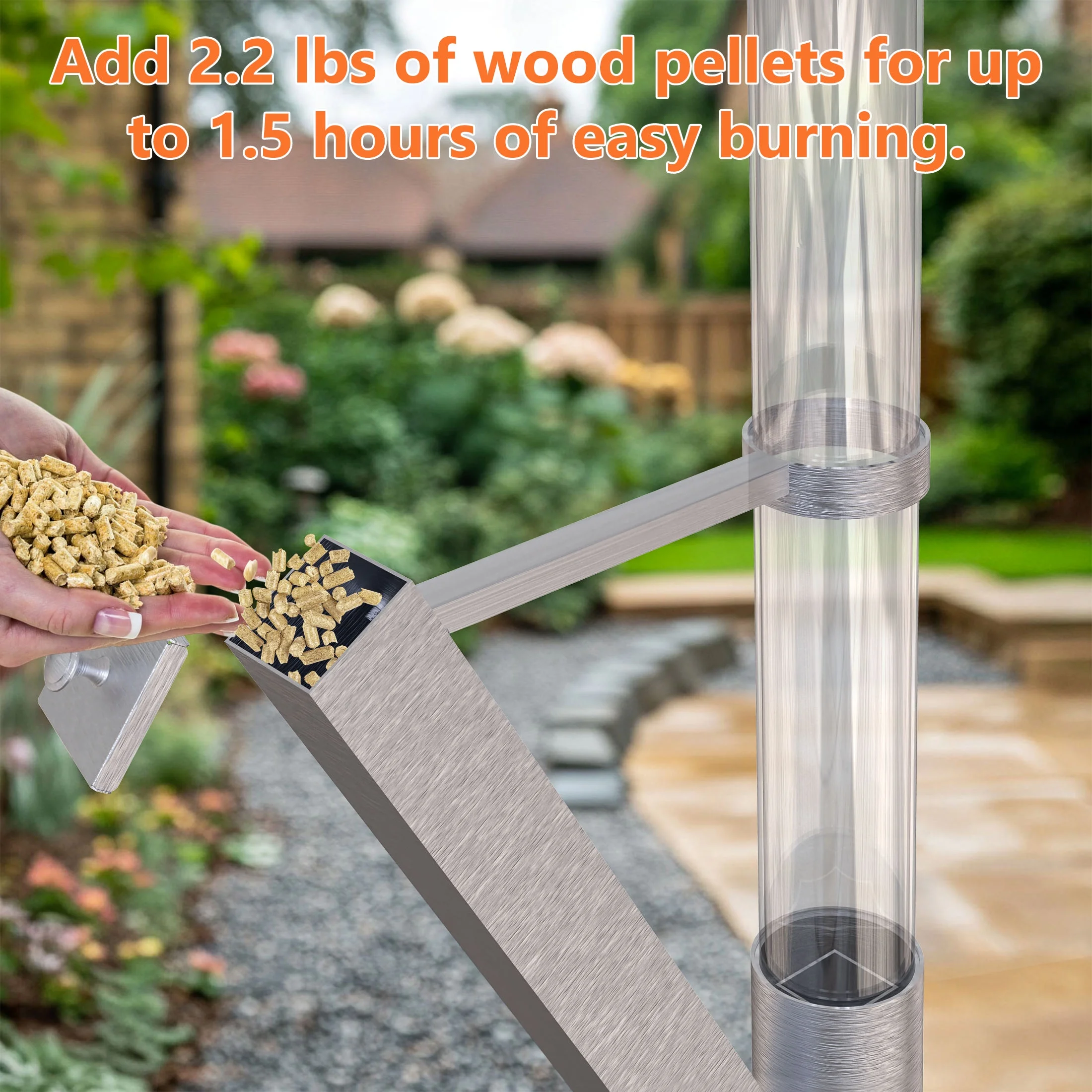 Yardmaster Pellet Rocket, Smokeless Patio Heater, 430 Stainless Steel Pellet Atmosphere Torch, Upgraded Ash Box & tripod Base, for Outdoor Patio Camping and Pooling