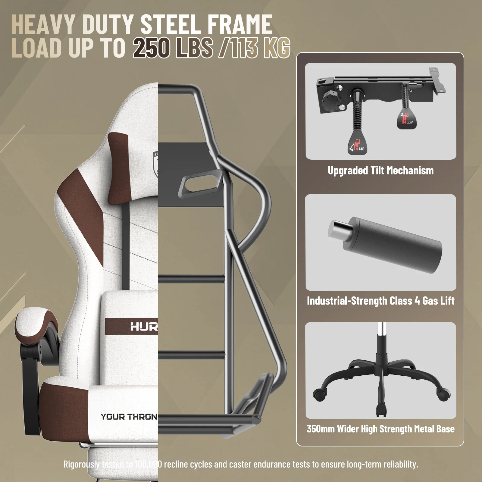 SOONTRANS Gaming Chair for Adults, Ergonomic Linen Fabric Computer Chair with Massage Lumbar Pillow, Gamer Game Chair with Adjustable Headrest, Comfortable Office Chair for Home, White