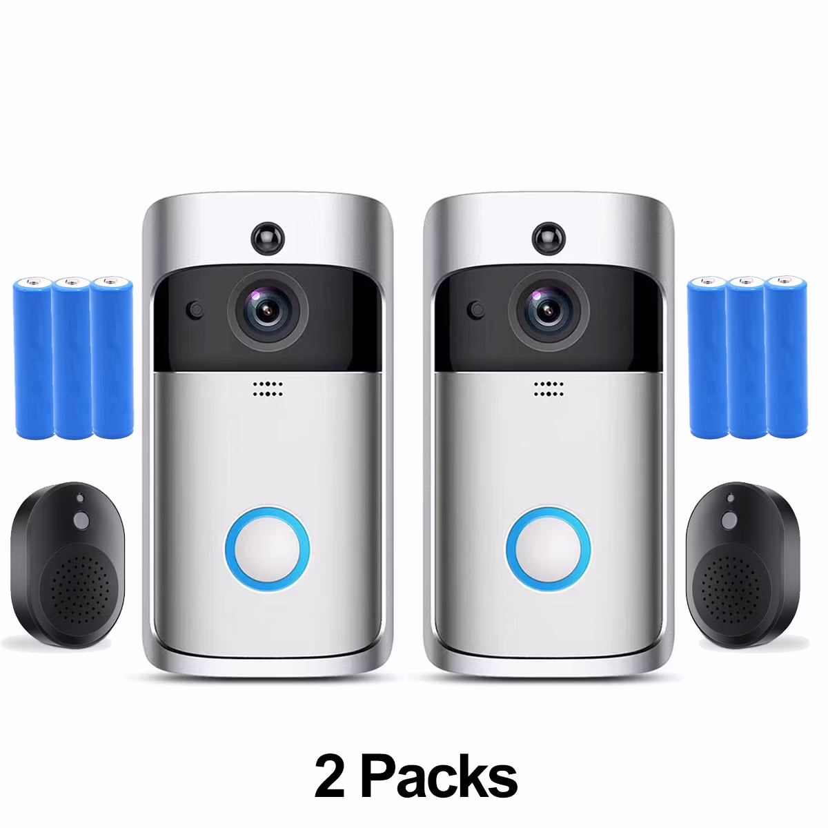 2PCS Ring & Video Doorbell with Camera Wireless WiFi Security Phone Bell 720PHD ��Video Doorbell Camera, Wireless Doorbell Camera with Chime
