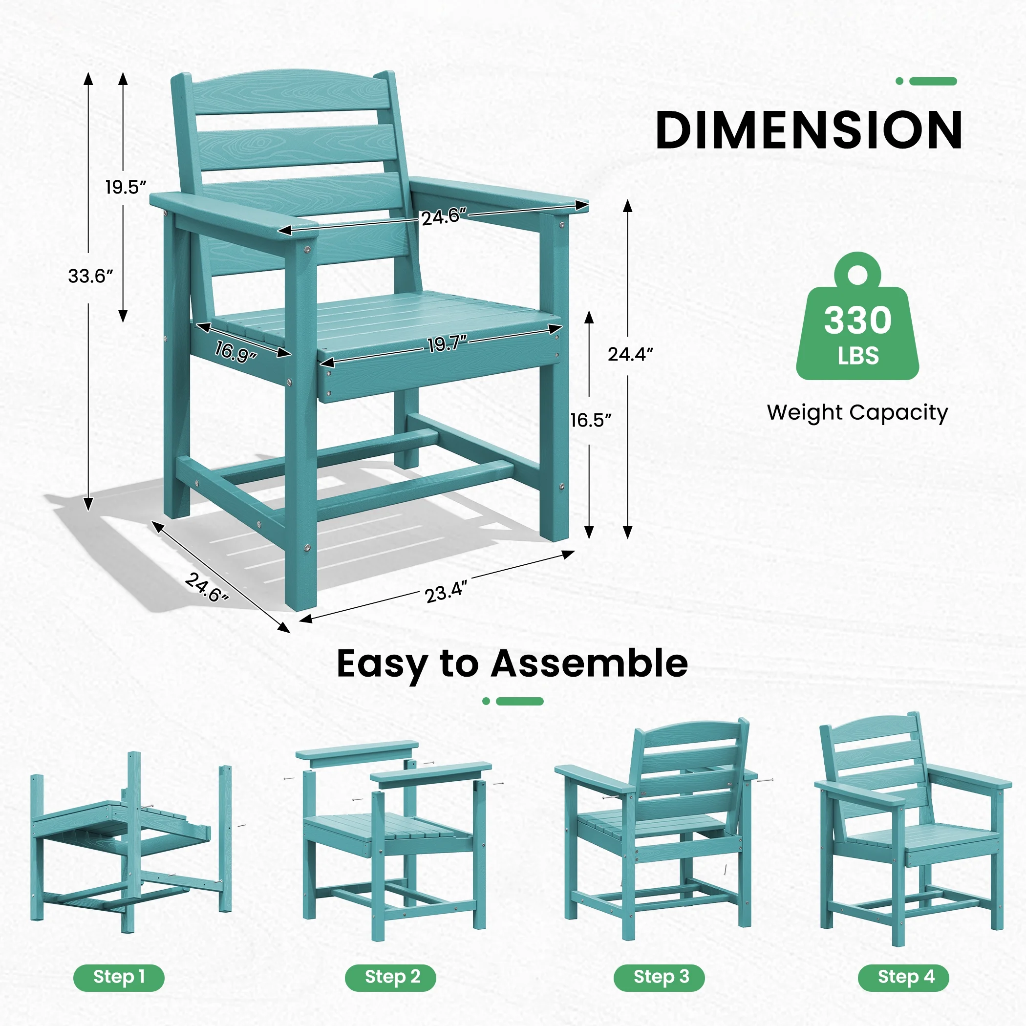 SERWALL Outdoor HDPE Dining Table Set, 7-Piece Outdoor Dining Table Sets with Umbrella Hole, Grey
