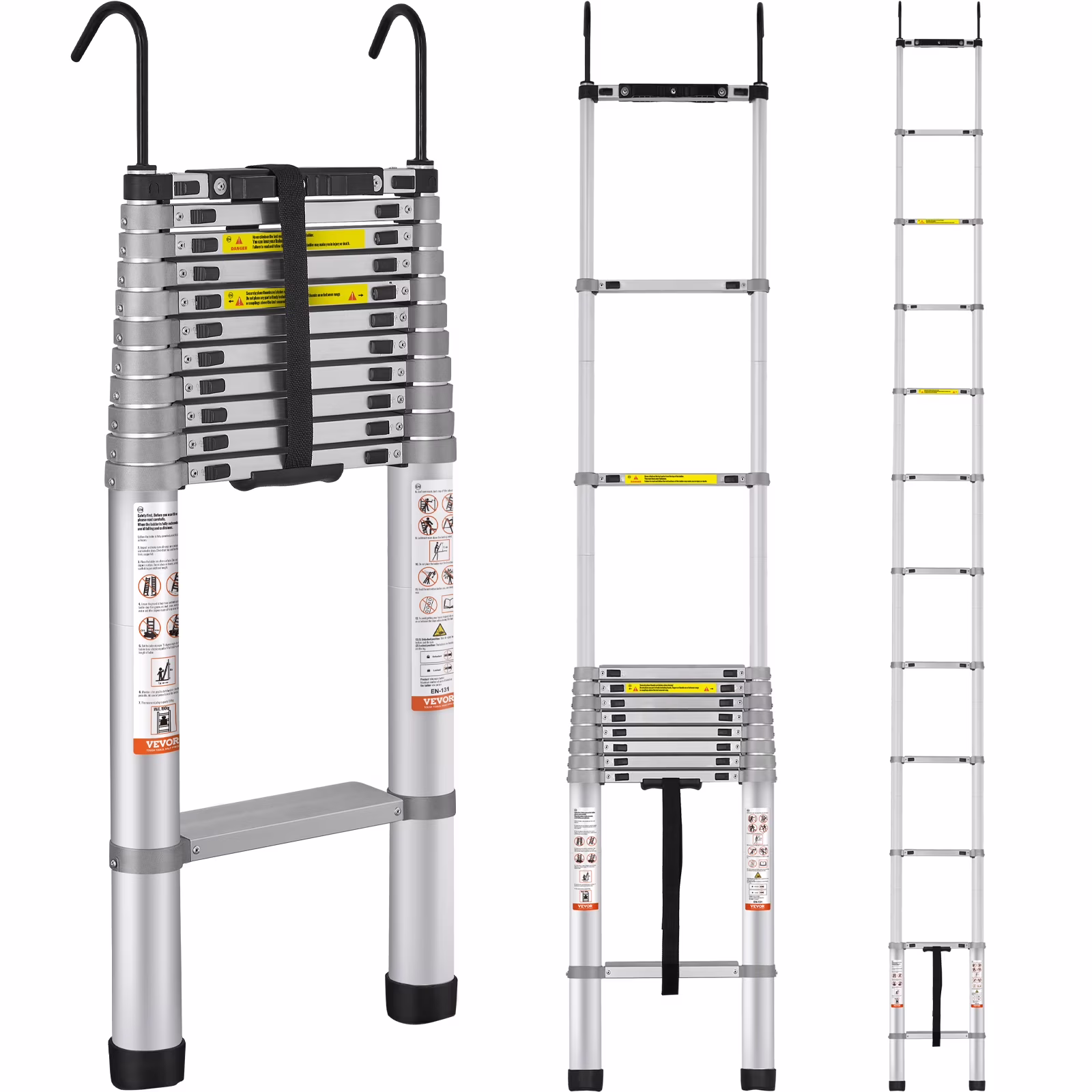 BENTISM 15 FT Telescoping Ladder, 400 lbs Load Capacity Aluminum Telescopic Extension Ladder, Multi-purpose Collapsible Ladder for RV, Home or Outdoor Work