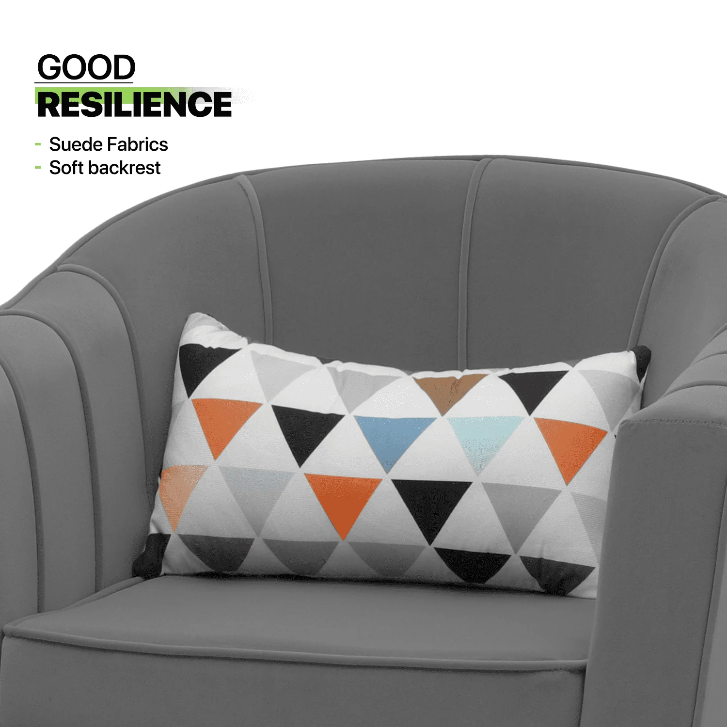 Magshion Modern Armchair Chair Reading Chair Barrel Arm Chair with Cushion and Upholstered Seat Comfy Single Sofa Accent Chair for Living Room Bedroom, Grey