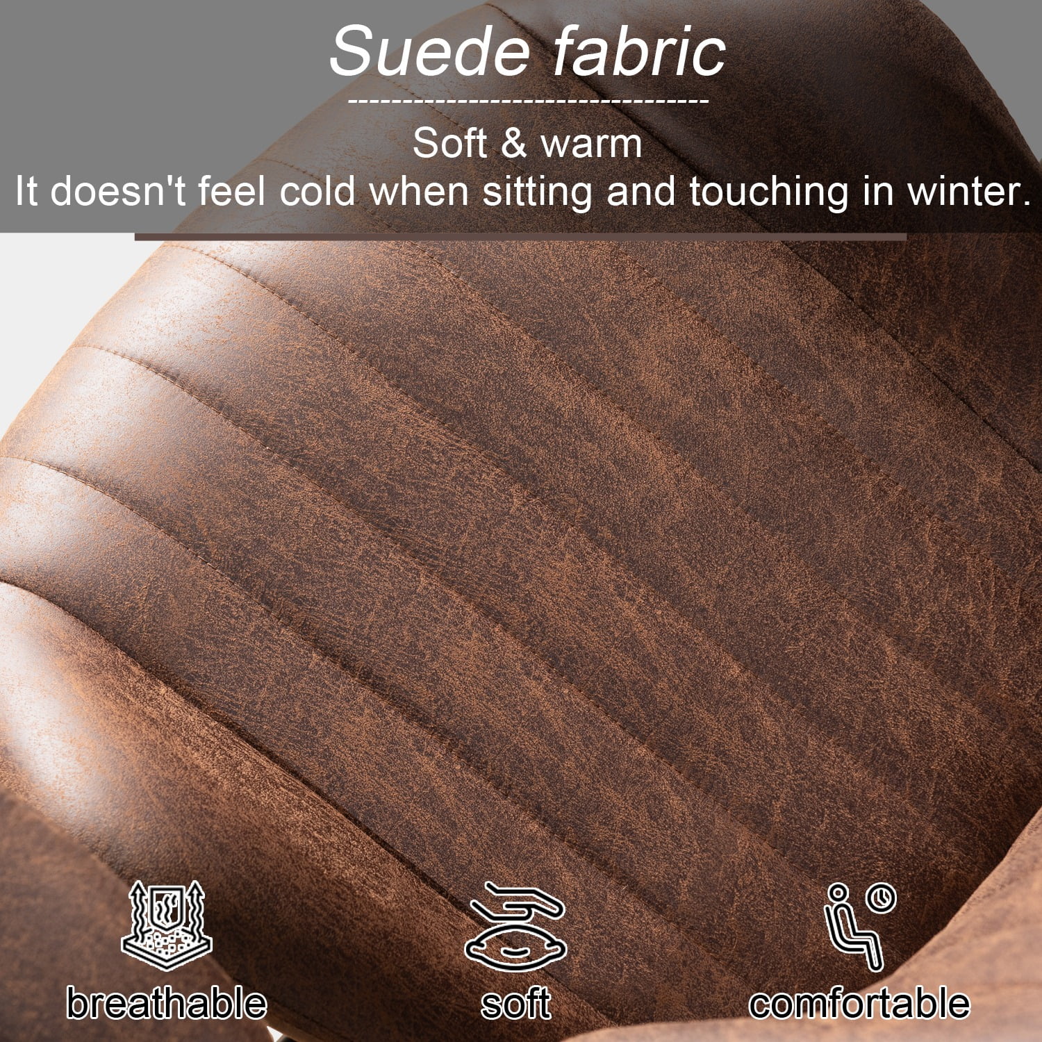 Ovios Ergonomic Office Chair Modern Computer Desk Suede Fabric Desk Chair with Lumbar Support for Home Office