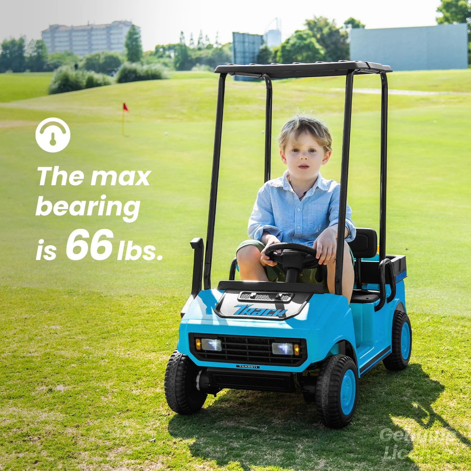 Track Seven 24V Ride on Car, Electric Golf Cart with Ceiling, Ride on Truck with Remote Control, Music, Rear Storage Box, Electric Car for Boys Girls Age 3+, 18.5