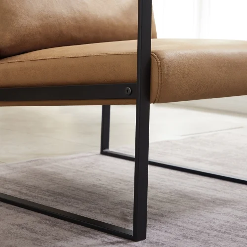 Leather Accent Chair,PU Leather Armchair Single Sofa Chair with Extra-Thick Padded Backrest and Seat Cushion,Living Room Chair with Metal Frame Extra-Large Lounge Chair for Living Room Bedroom,Gray