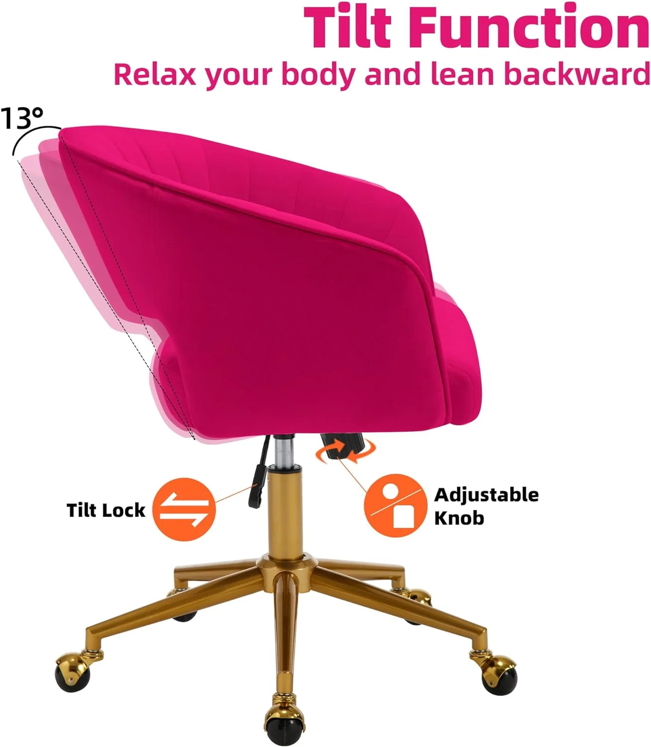 Westice Home Office Desk Chairs, Velvet Task Chair, Height Adjustable Swivel Vanity Chair with Golden Base for Vanity Study, Living Room Computer Room, Beige