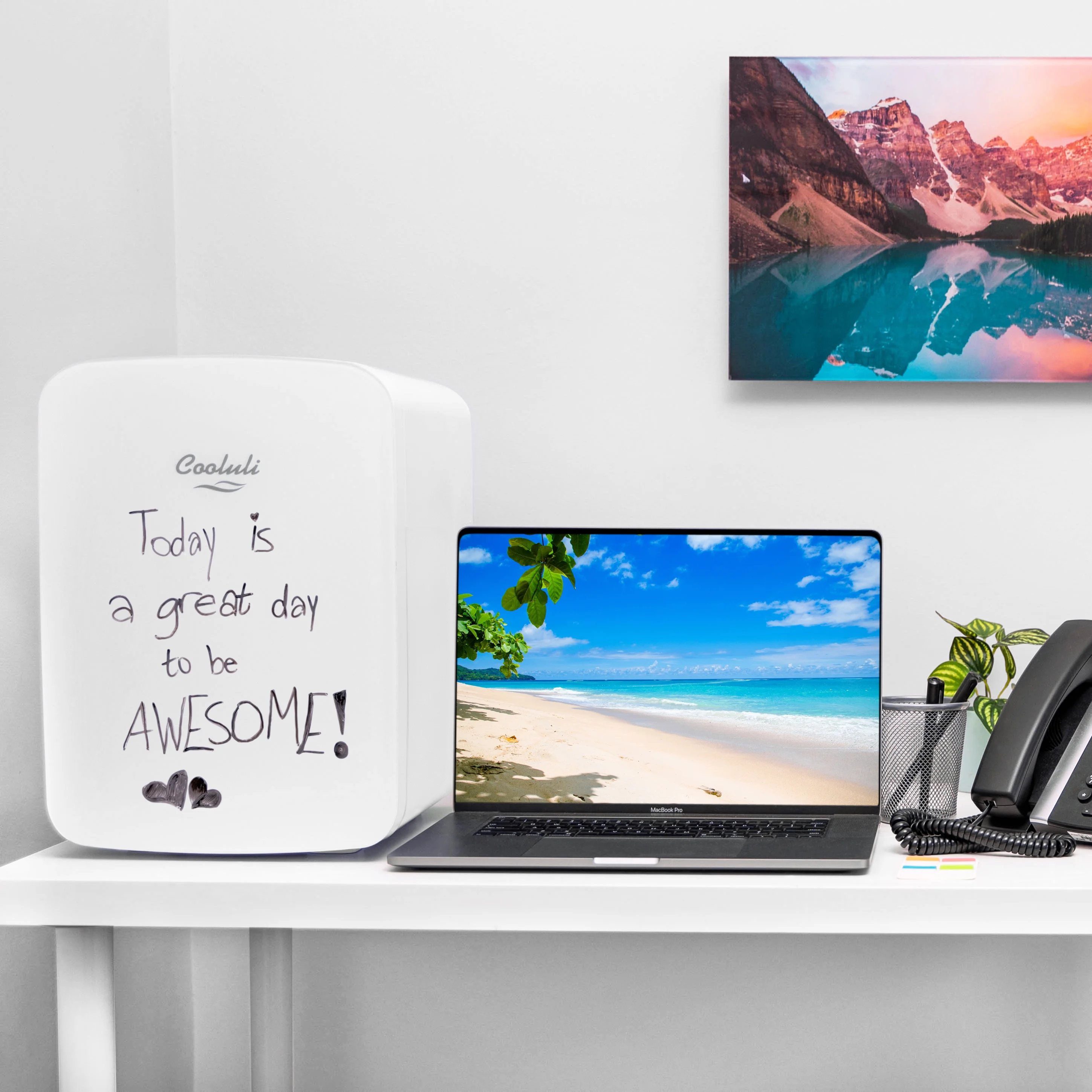 Cooluli Infinity Black 15 Liter Compact Portable Cooler Warmer Mini Fridge for Bedroom, Office, Dorm, Car - Great for Skincare & Cosmetics (110-240V/12V)