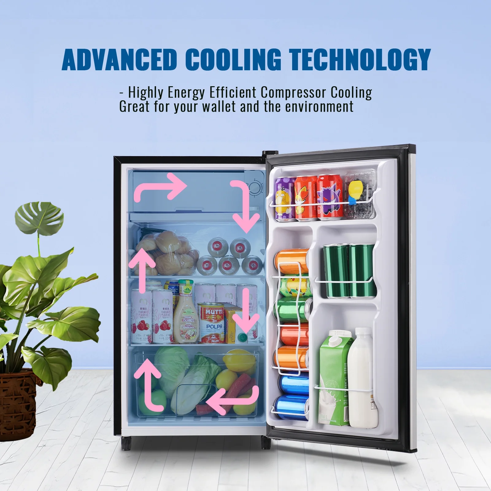 WANAI 3.2 Cu.ft Mini Refrigerator with 5 Temp Control Small Fridge Compact Size for Any Room Silver