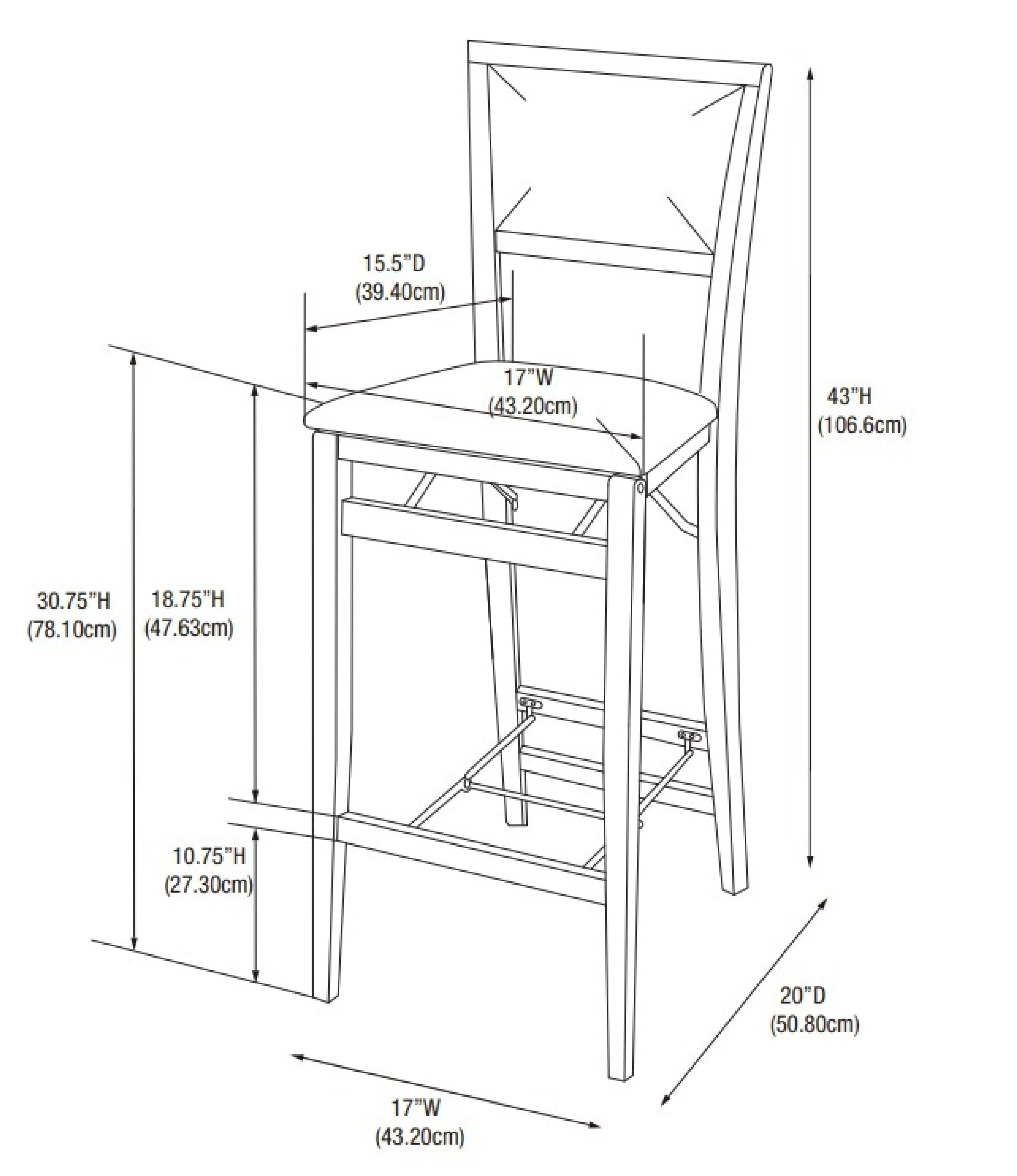 Linon Kristle Folding Padded Bar Stool, 30