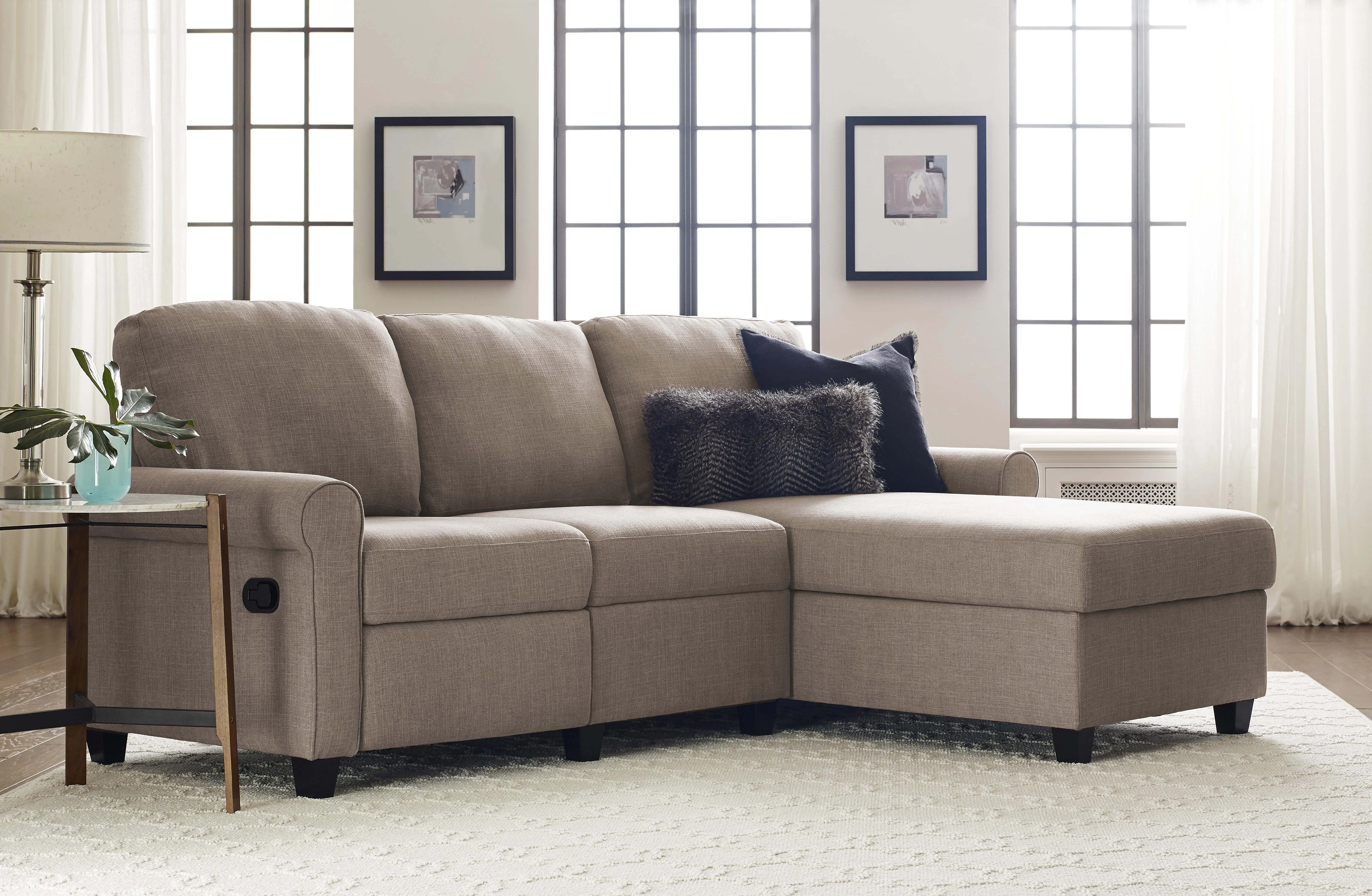 Serta Copenhagen Reclining Sectional with Right Storage Chaise - Oatmeal