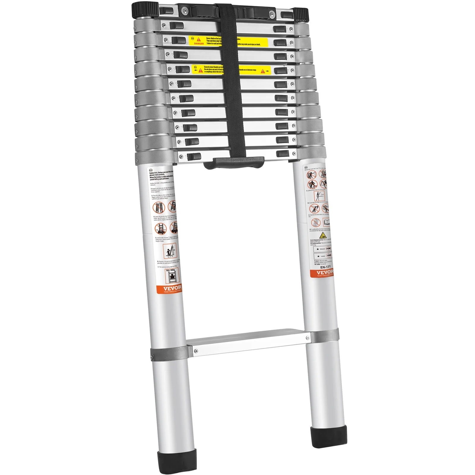 BENTISM 15 FT Telescoping Ladder, 400 lbs Load Capacity Aluminum Telescopic Extension Ladder, Multi-purpose Collapsible Ladder for RV, Home or Outdoor Work