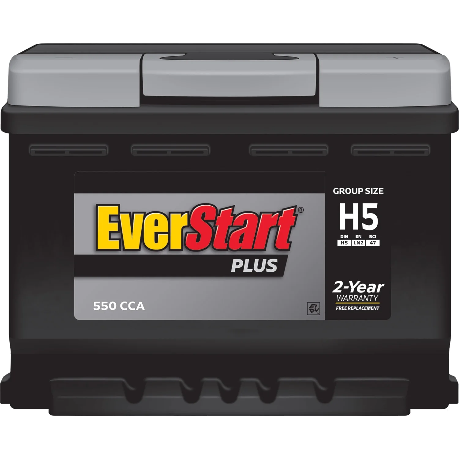 EverStart Plus Lead Acid Automotive Battery, Group Size H5 / LN2 / 47 12 Volt, 550 CCA 80RC