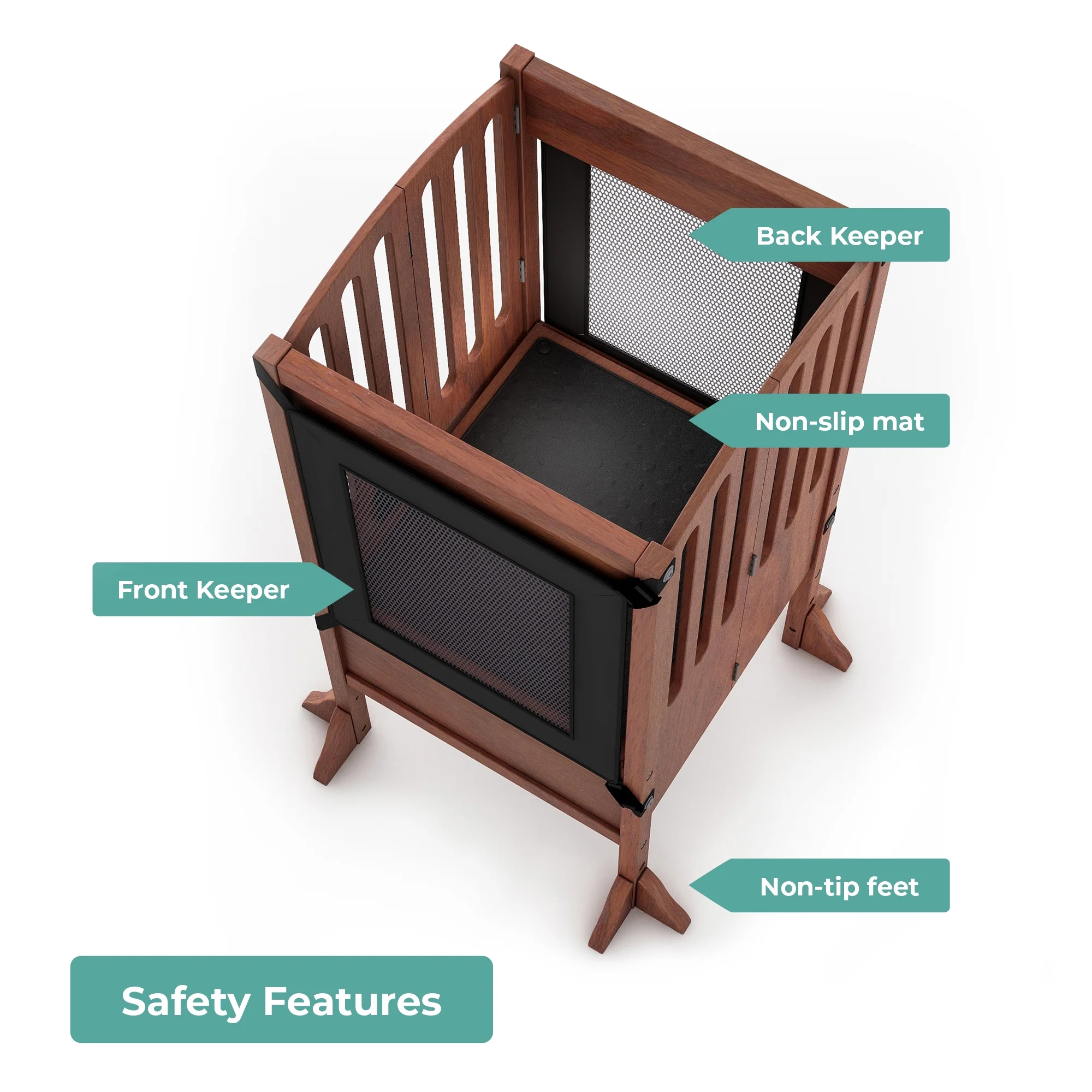 Guidecraft Contemporary Kitchen Helper Step Stool - White: Adjustable, Folding Montessori Toddler Tower - Safety Learning Furniture