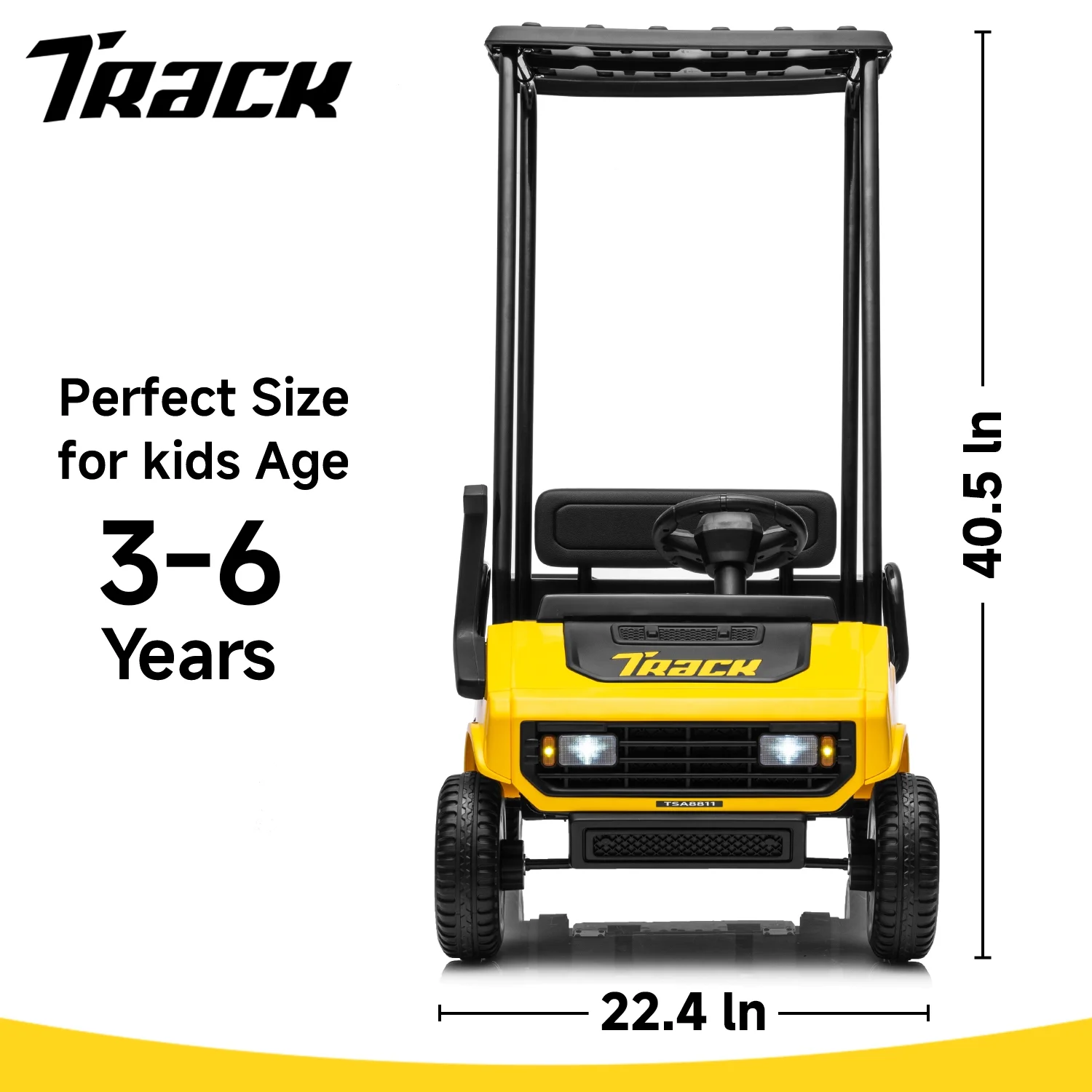 Track Seven 24V Ride on Car, Electric Golf Cart with Ceiling, Ride on Truck with Remote Control, Music, Rear Storage Box, Electric Car for Boys Girls Age 3+, 18.5